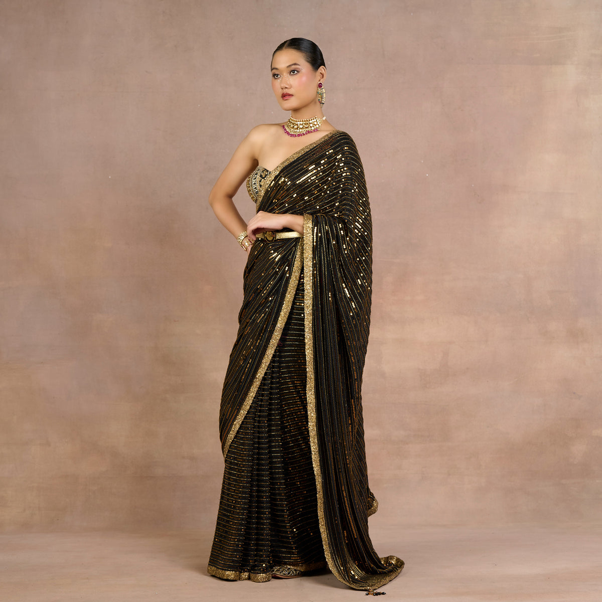 Noir - Gold Corset Saree Set | Siddi