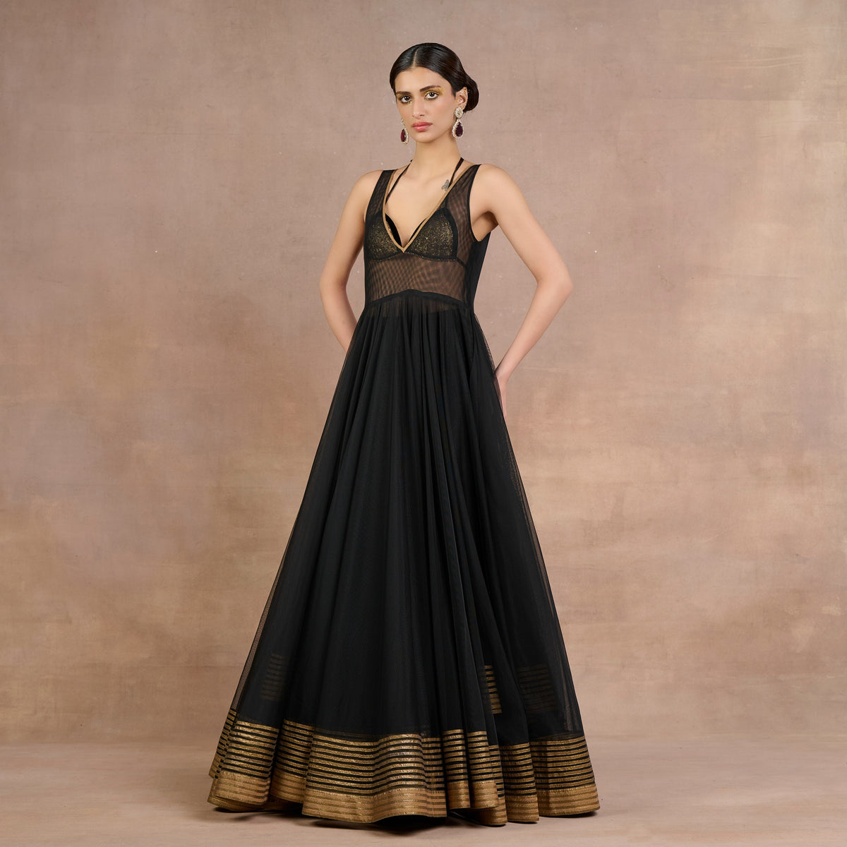Noir Tulle Anarkali | Siddi