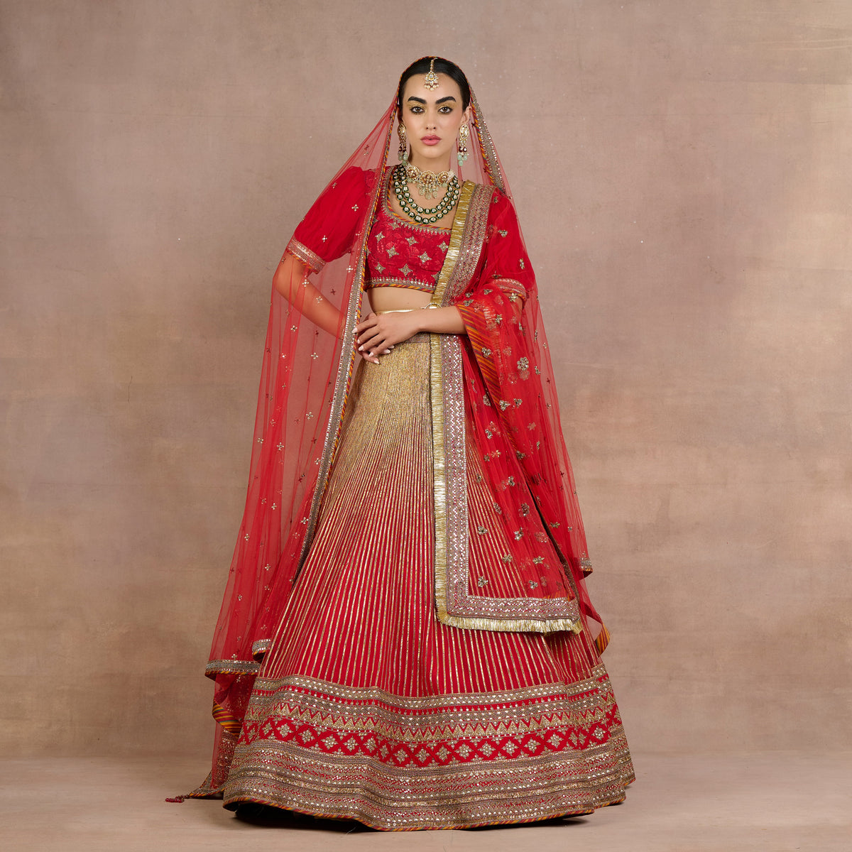 Red- Gold Lehenga Set | Siddi