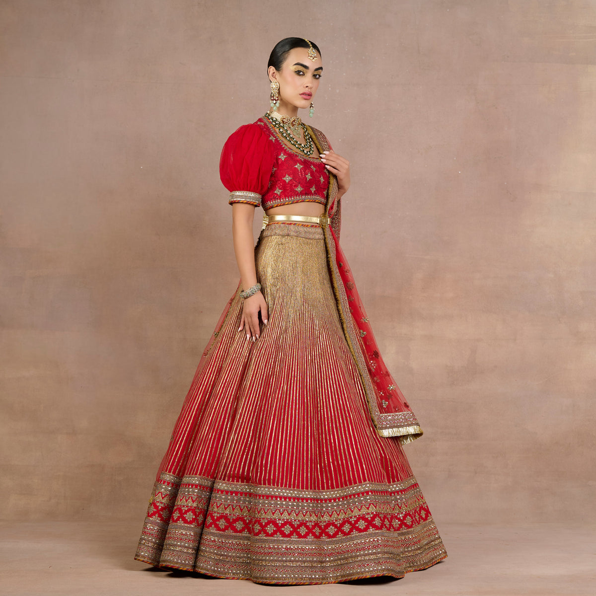 Red- Gold Lehenga Set | Siddi