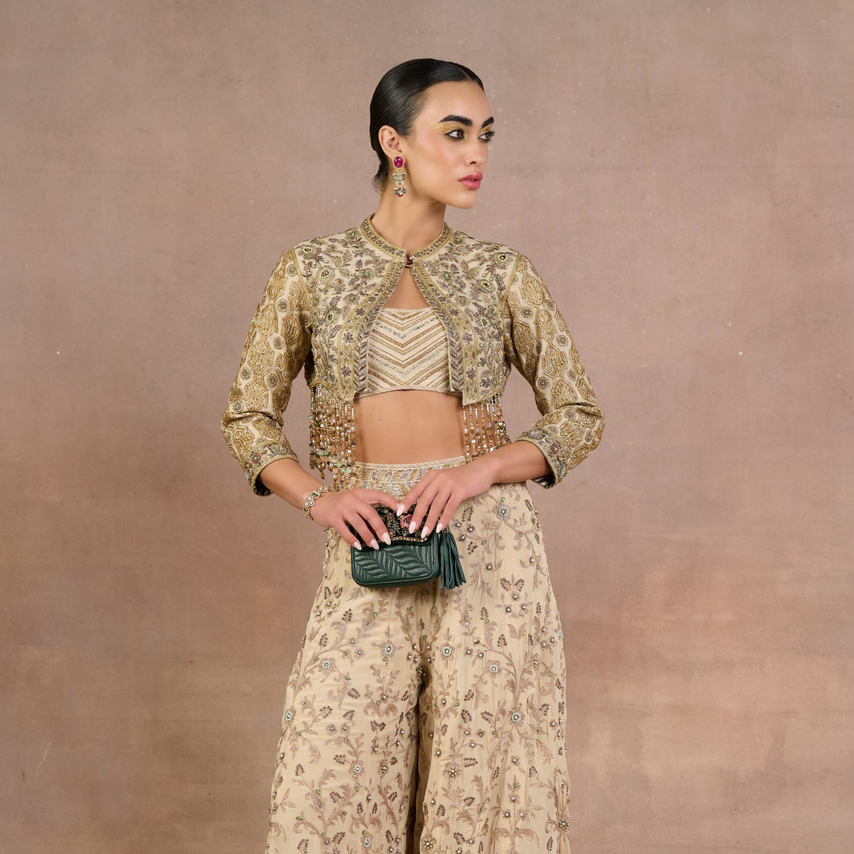 Almond Ivory Sharara Set | Siddi