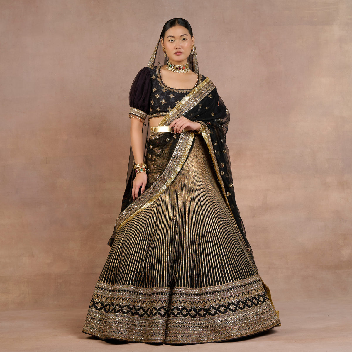 Noir-Gold Lehenga Set | Siddi