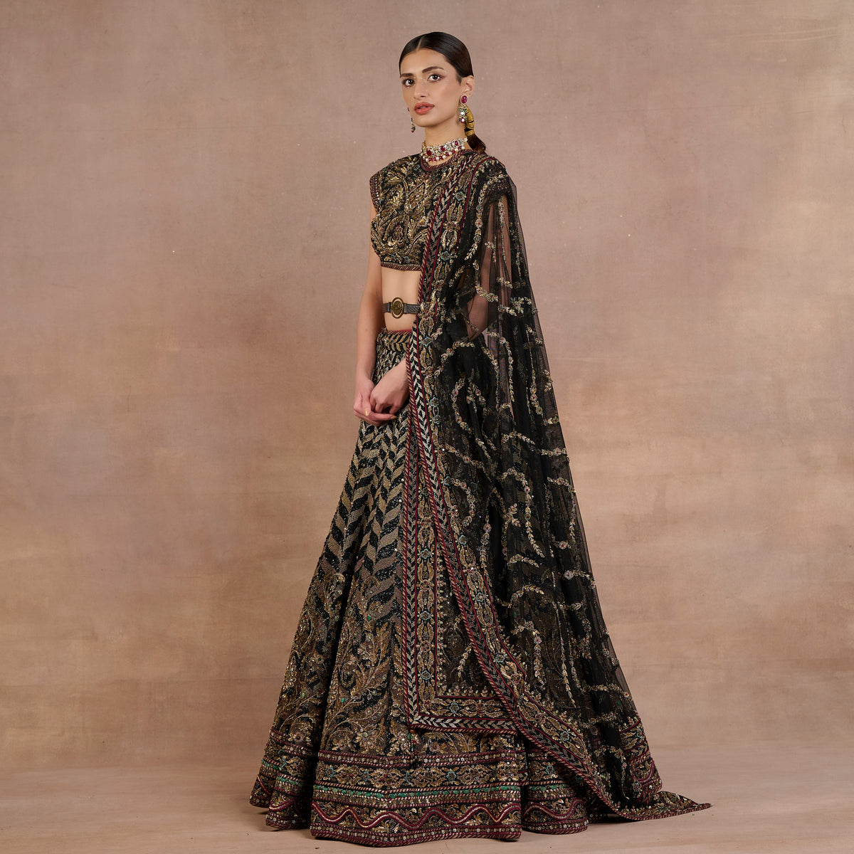 Noir Chevron Lehenga Set | Siddi