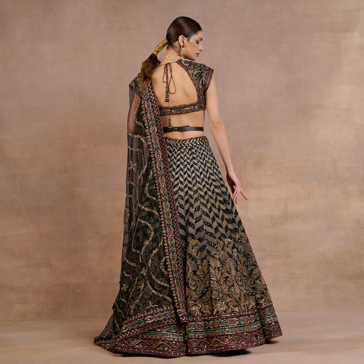 Noir Chevron Lehenga Set | Siddi