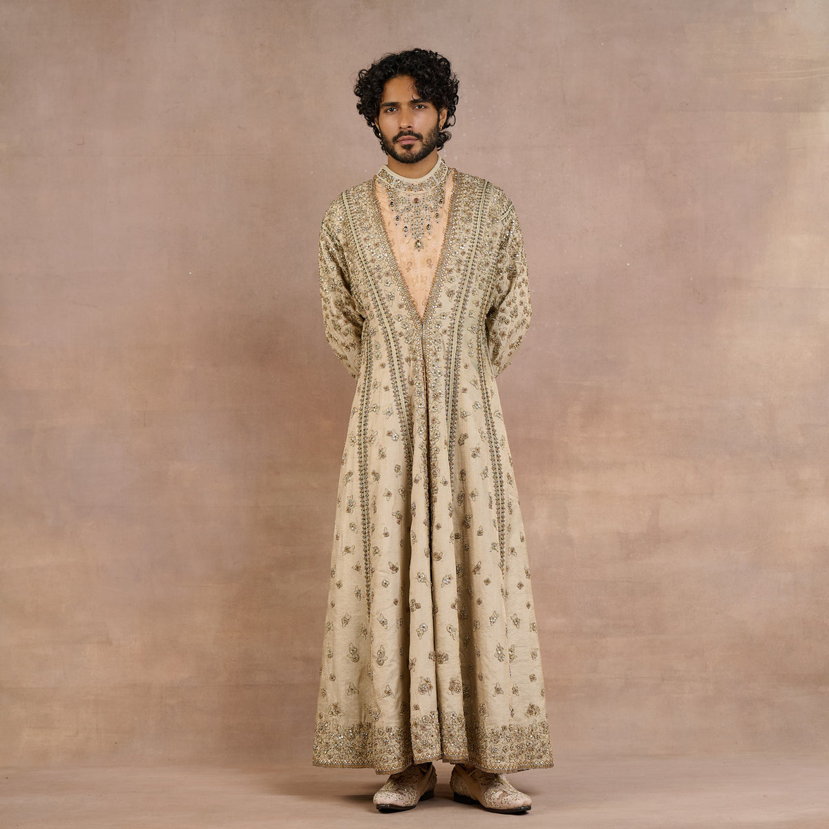 Soft Peach Sherwani Set | Siddi