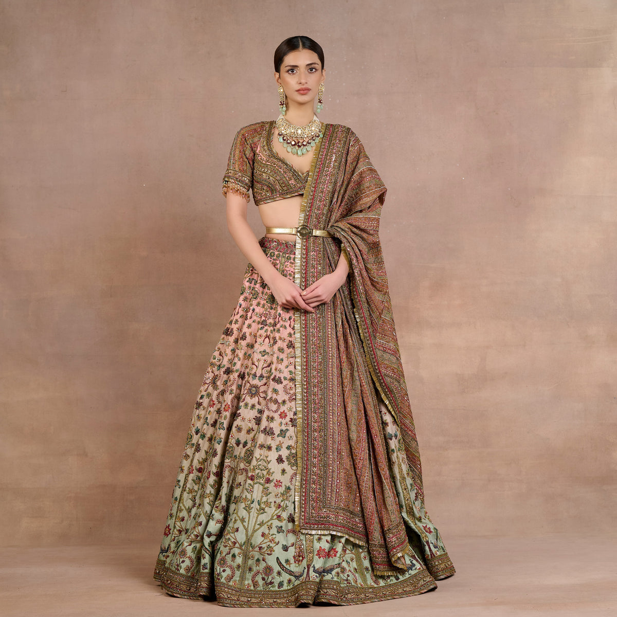 Pink Sage Ombre Lehenga Set | Siddi