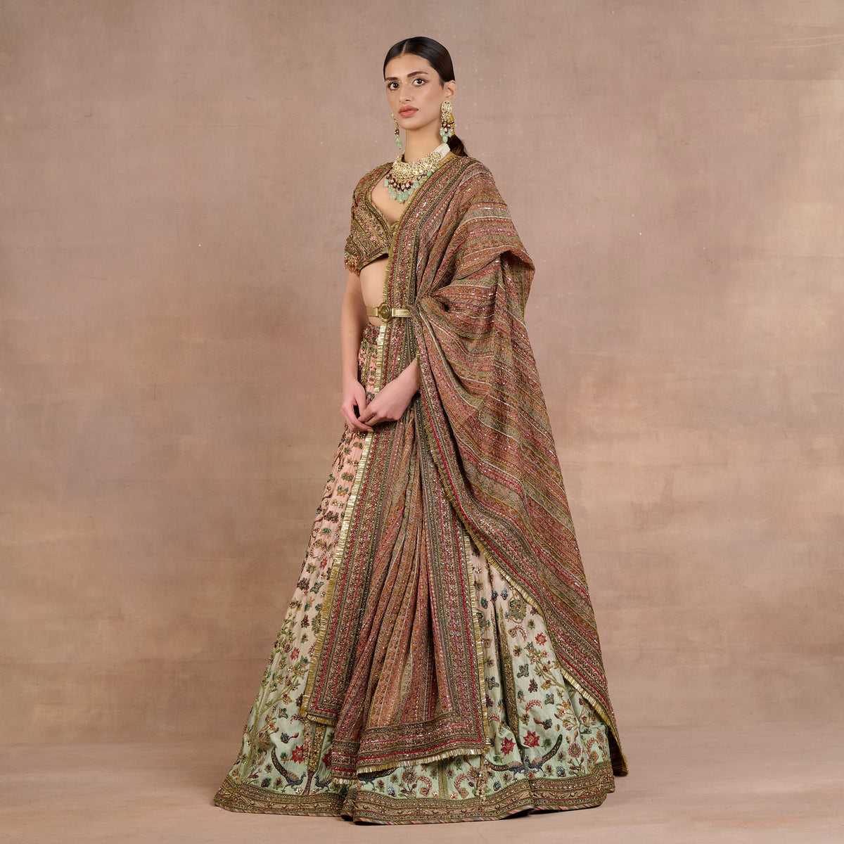 Pink Sage Ombre Lehenga Set | Siddi