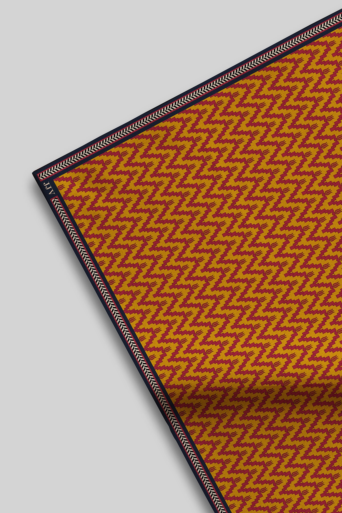 Amber Yellow - Pink Printed Pocket Square