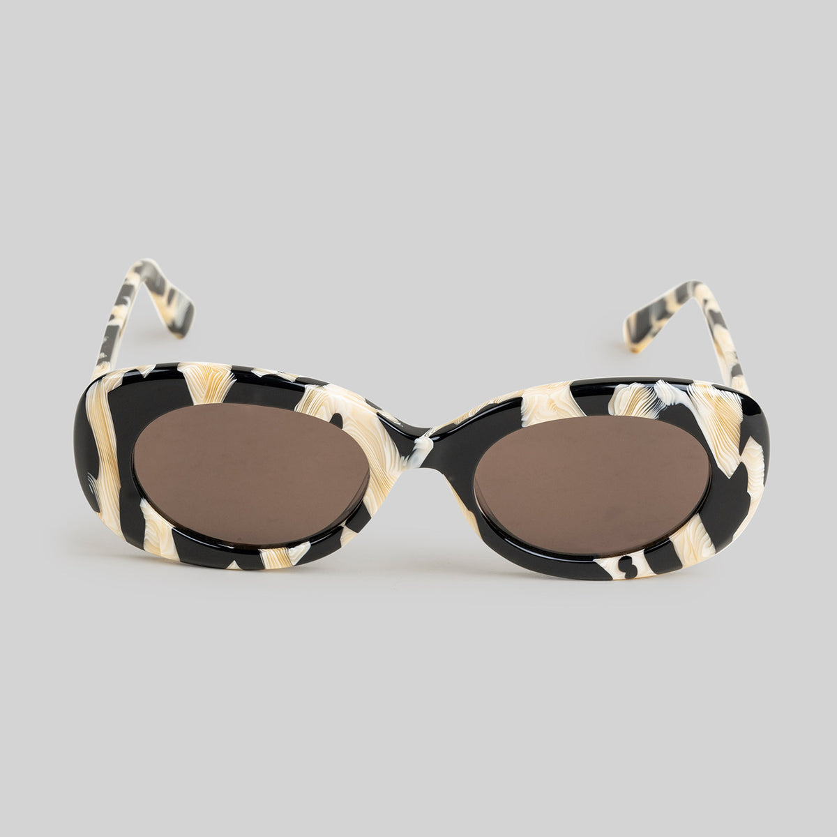 Black and Gold Oversized Sunglasses with Zebra Print Dazed Zebra Vintage White Female Oval Sunglasses | Aire  main image 2