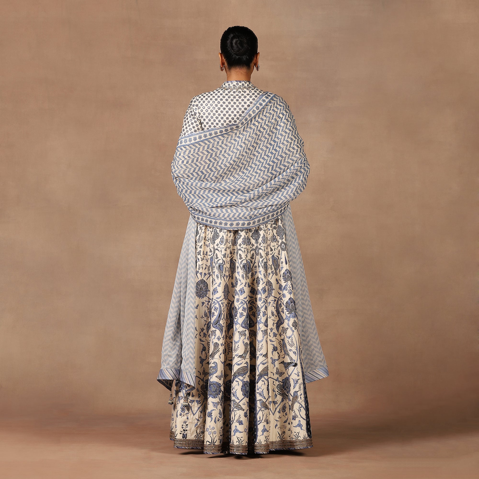 Blue - Ivory Anarkali Set | MURAQQA