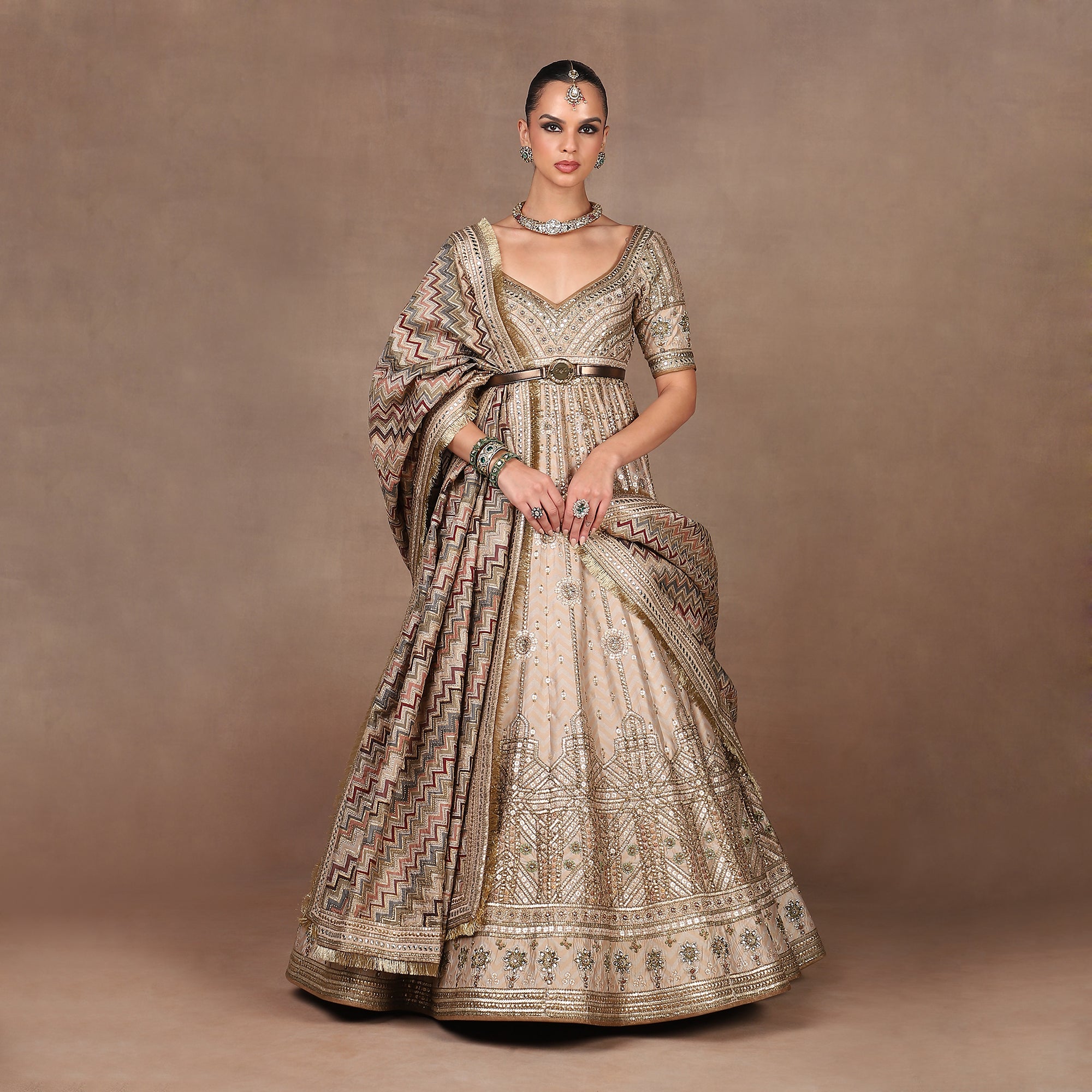 Blush Taupe Anarkali Set | MURAQQA