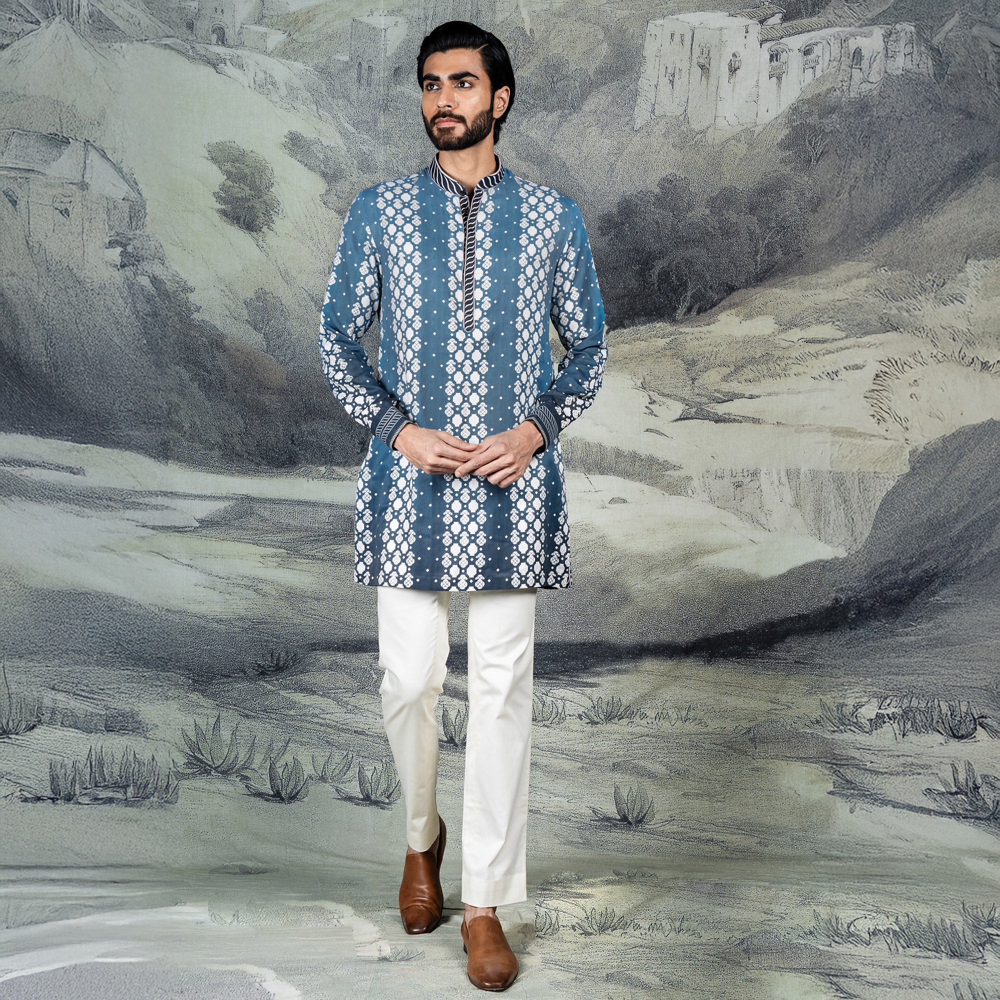 Cerulean Blue Ombre Kurta | CHAR