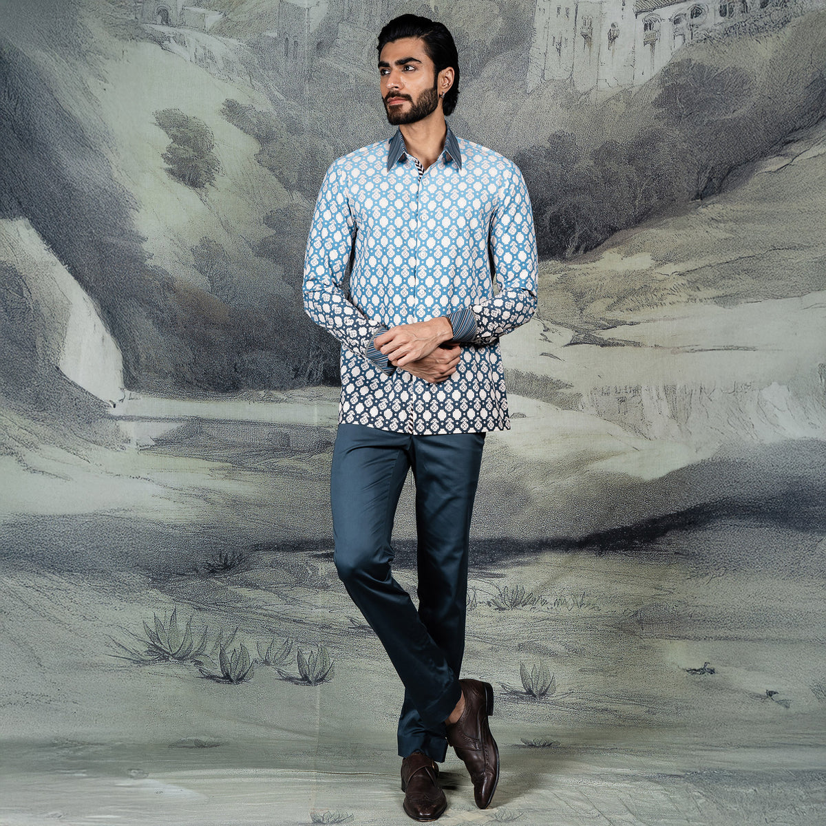 Cerulean Blue Ombre Shirt