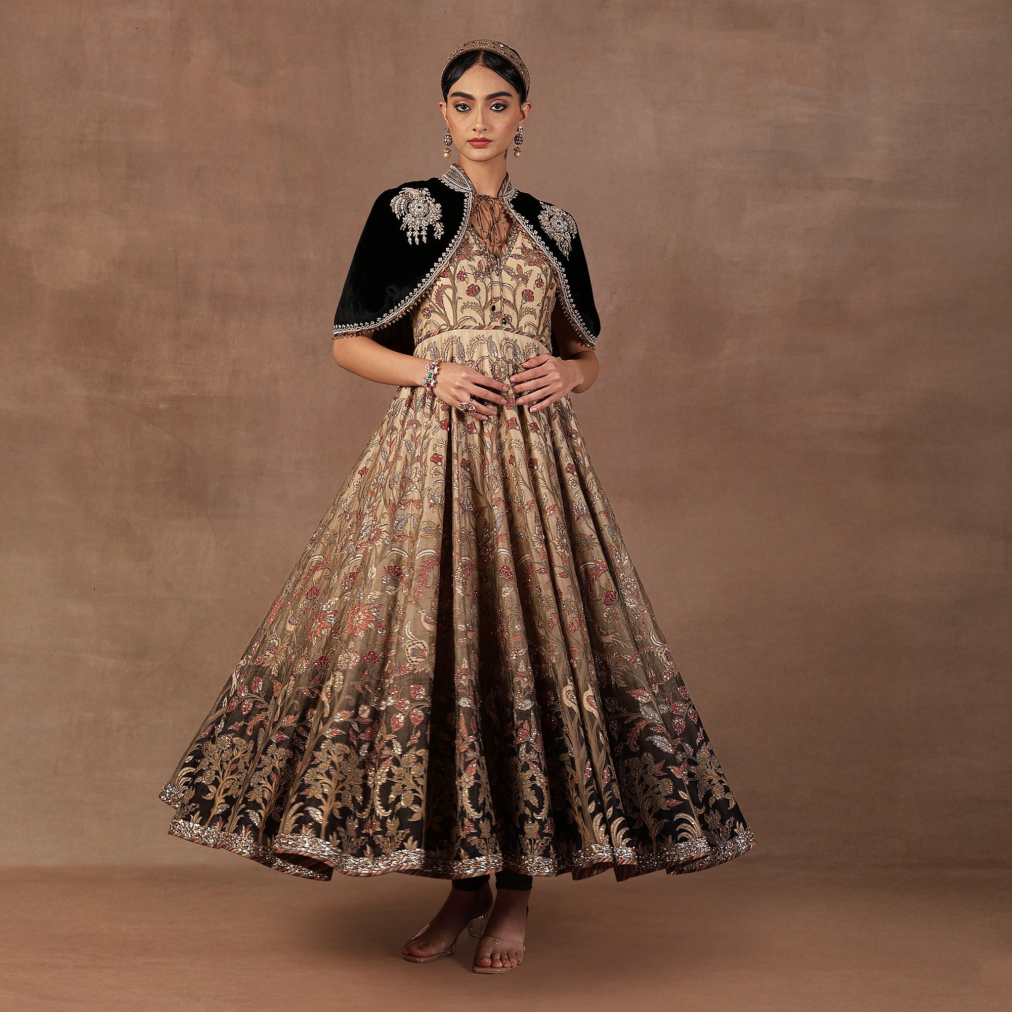 Crème Ivory - Sage Ombre Anarkali Set | EAST