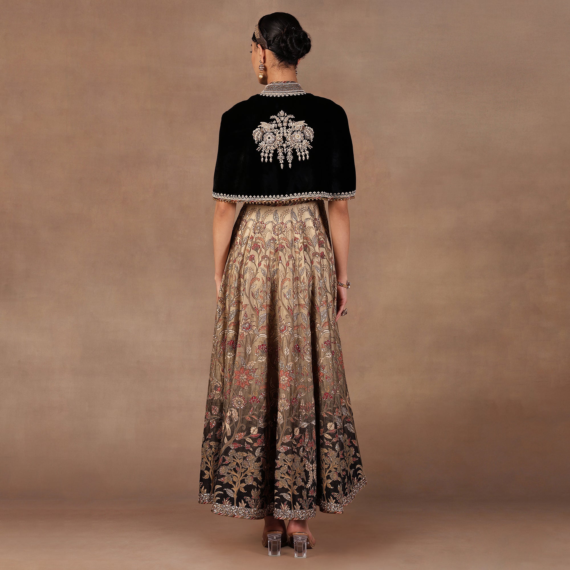 Crème Ivory - Sage Ombre Anarkali Set | EAST