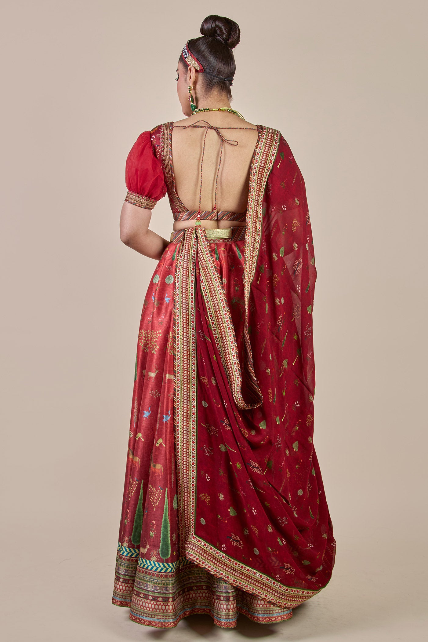 Crimson Red Ombre Skirt Set | PANJ