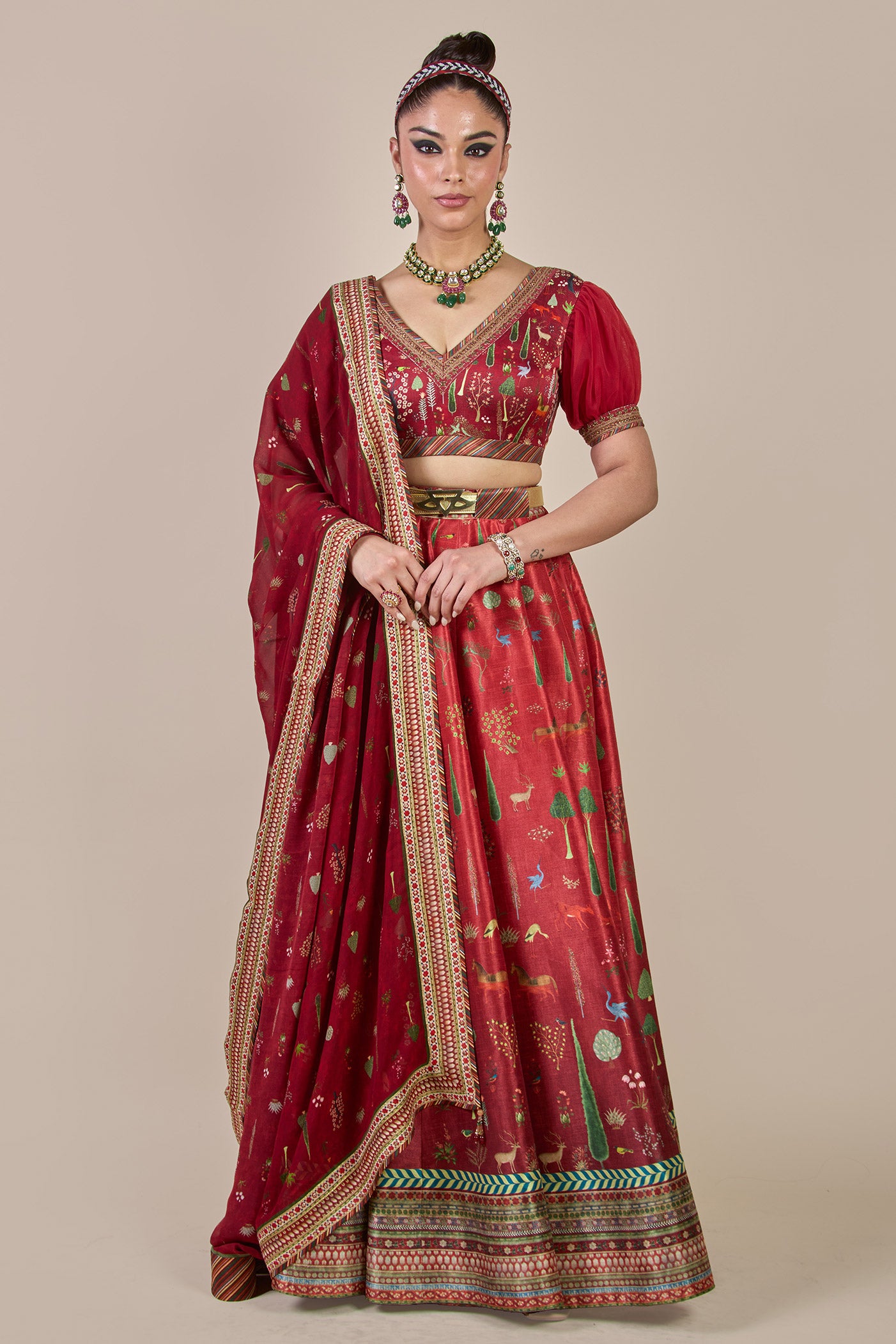 Crimson Red Ombre Skirt Set | PANJ