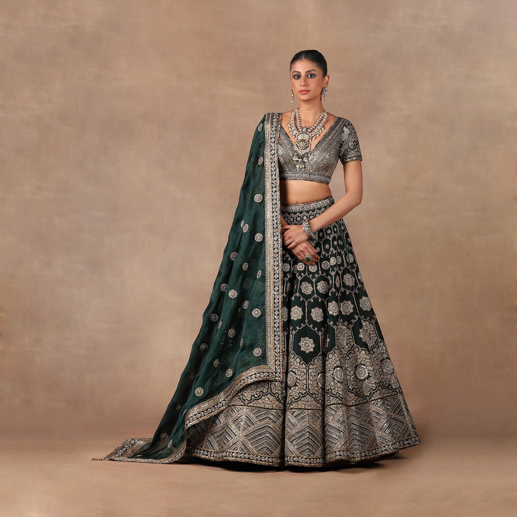 Emerald Green Lehenga Set | MURAQQA
