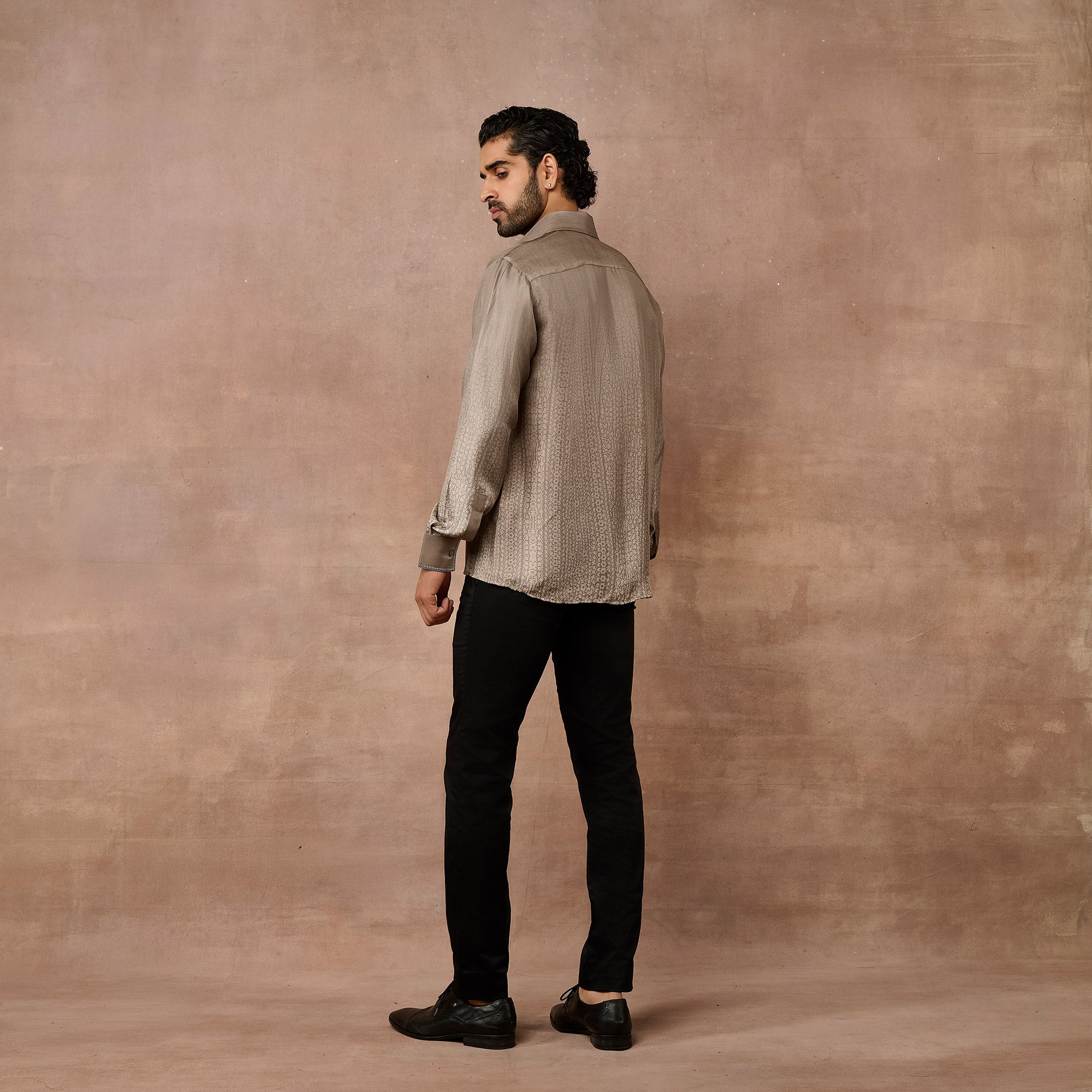 Warm Grey Ombre Jamawar Shirt | EAST