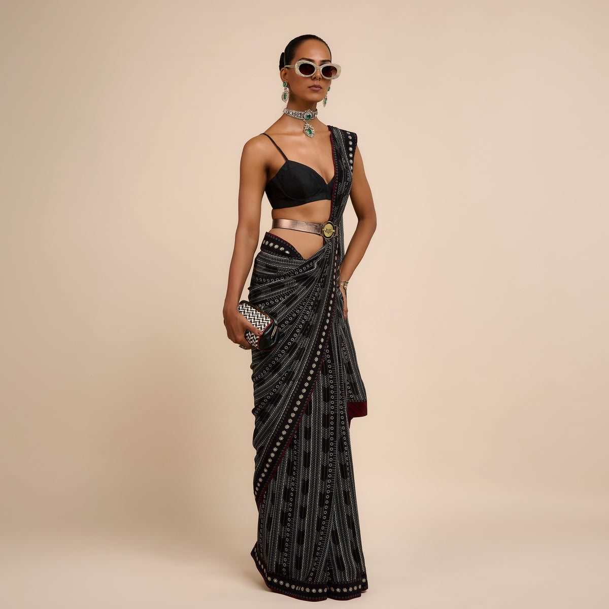 Chevron Saree Set | Festive Edit