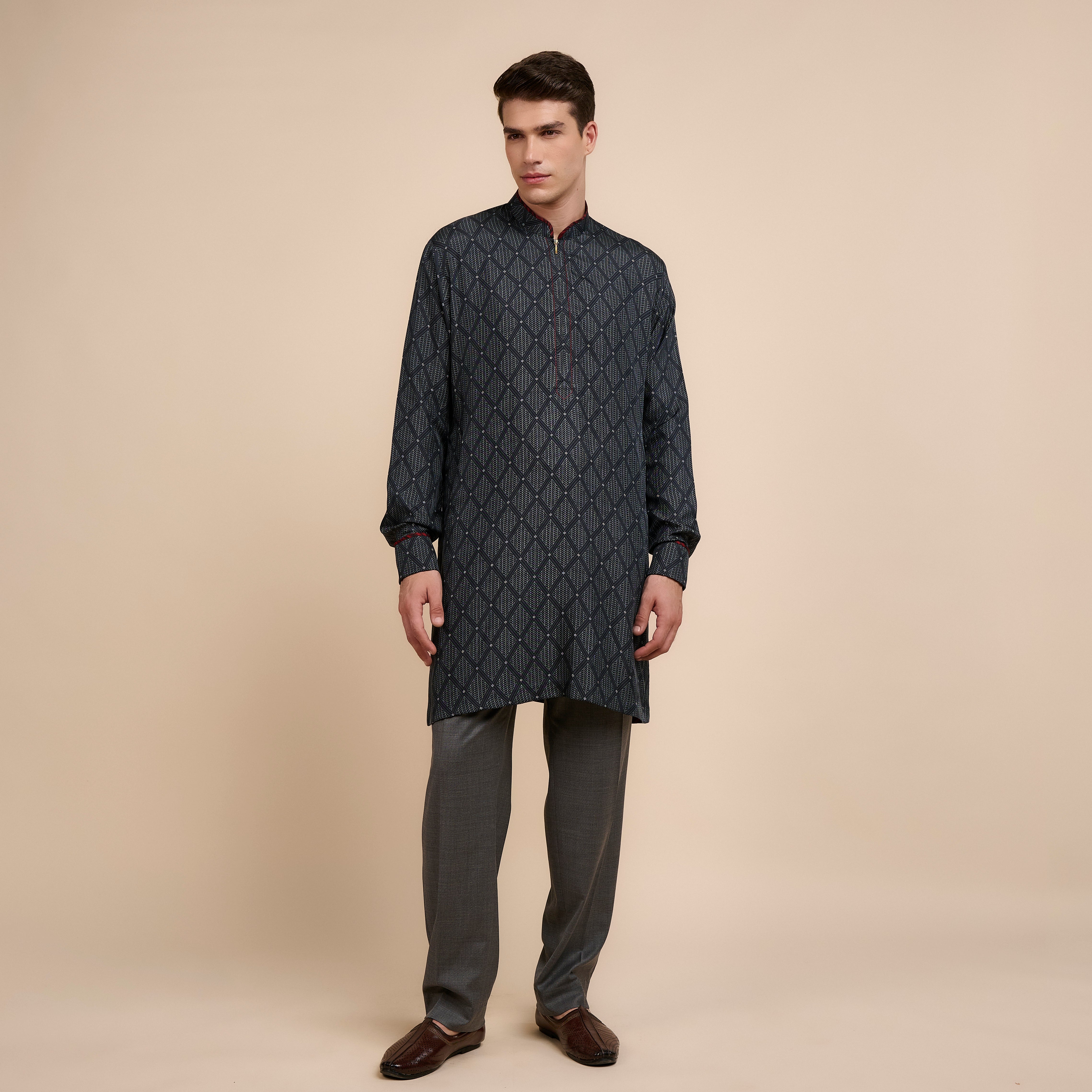 Midnight Black Printed Kurta | Nau