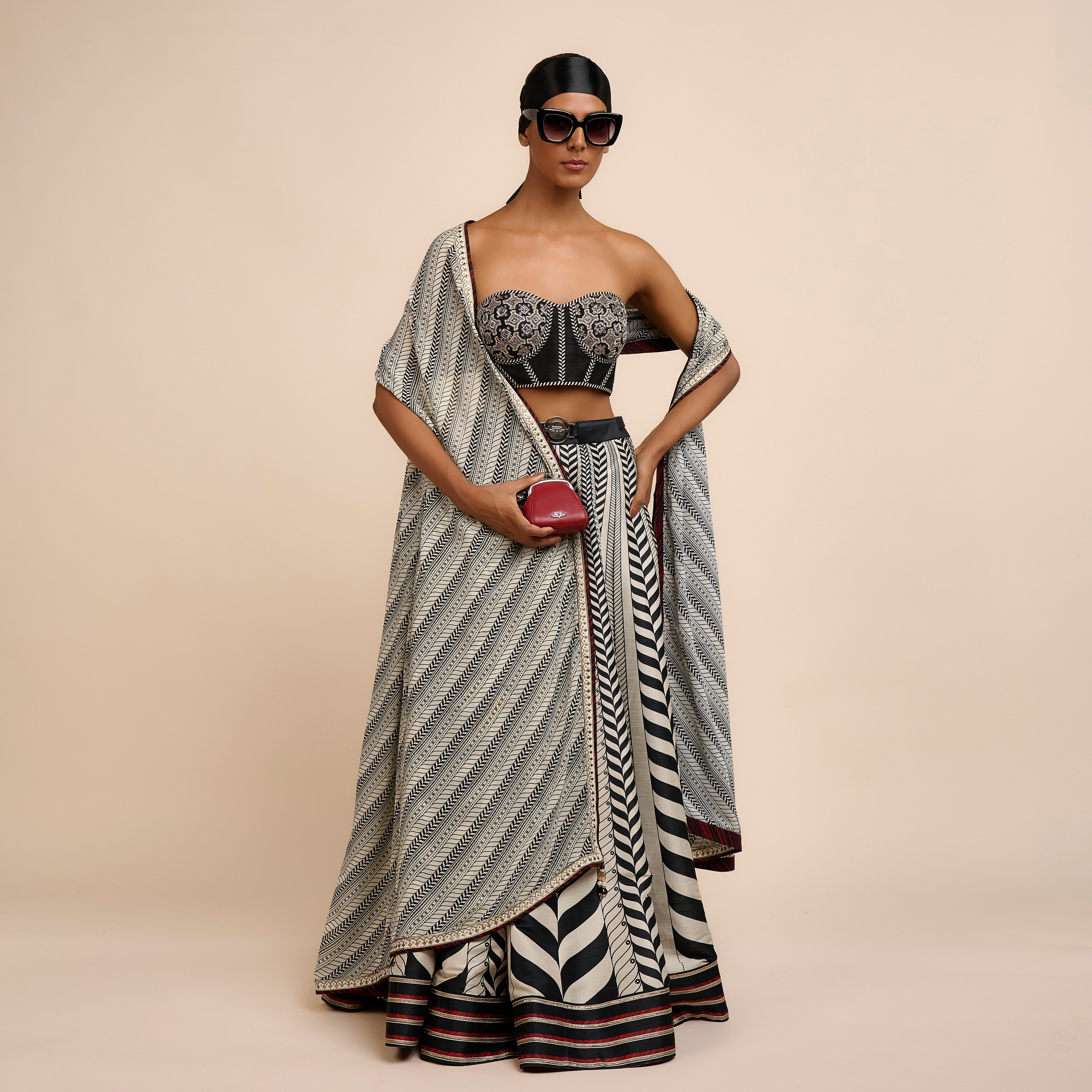 Ivory Chevron Corset Skirt Set | Nau