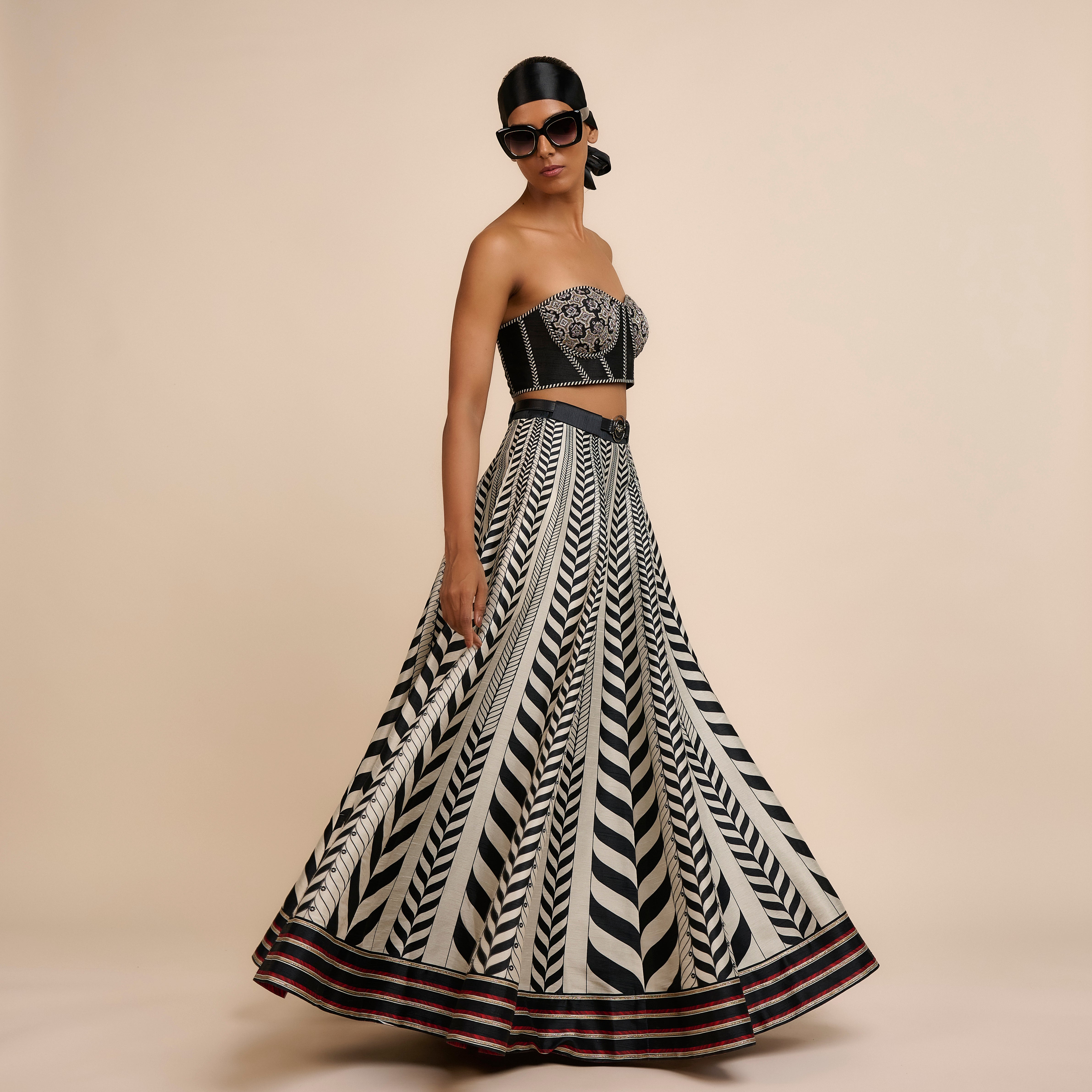 Ivory Chevron Corset Skirt Set | Nau
