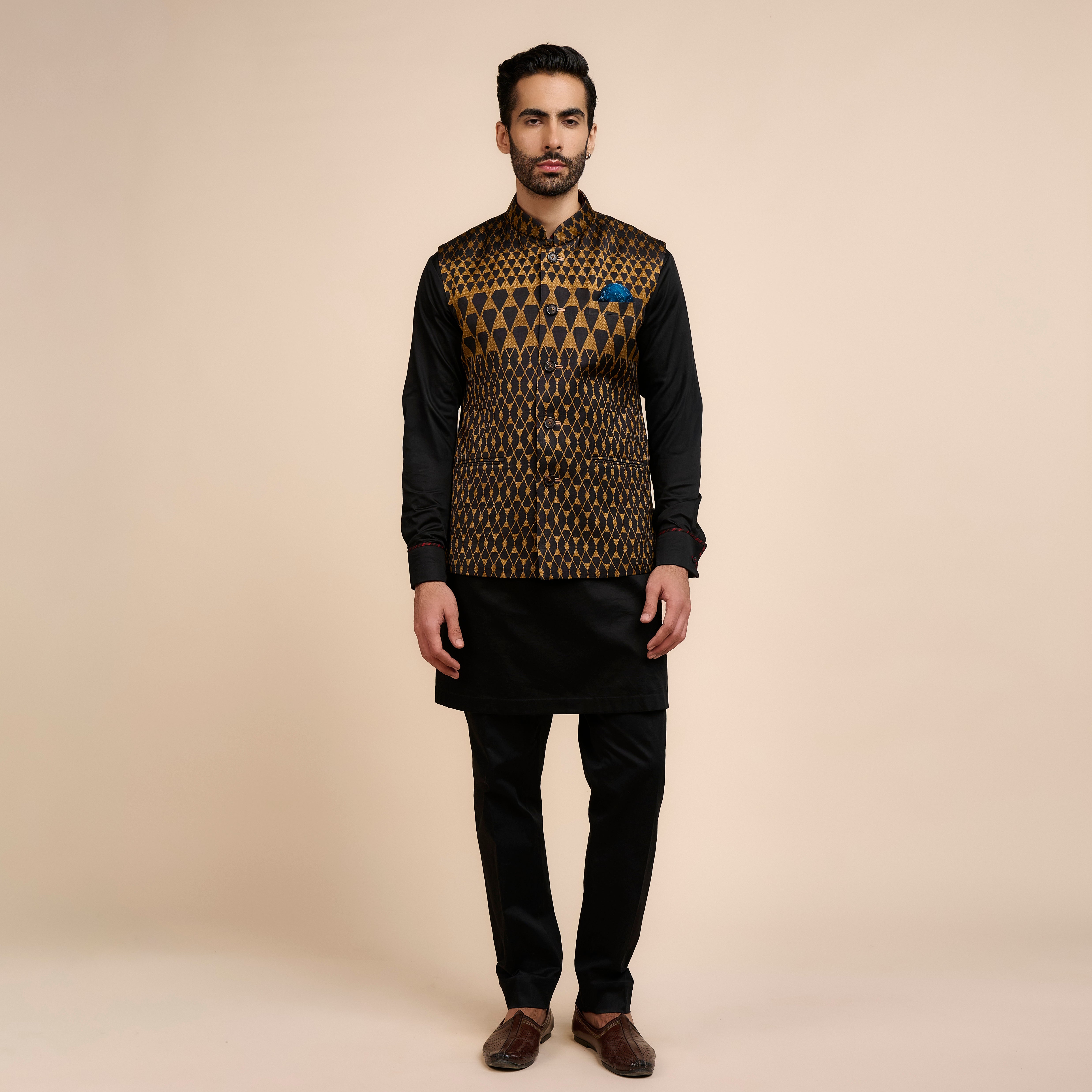 Bronze Printed Nehru Jacket | Nau