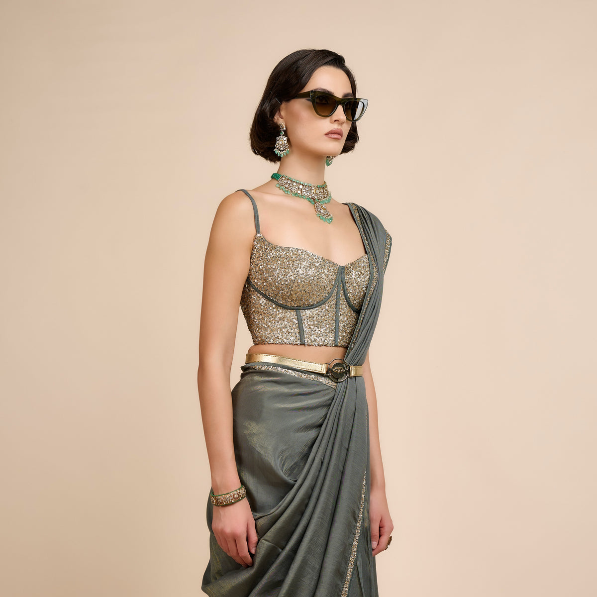 SAGE GREEN SAREE SET | Festive Edit