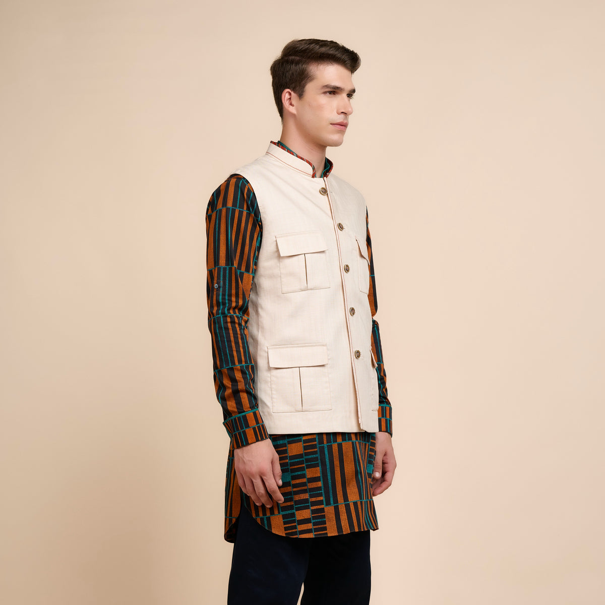 Crème Ivory Nehru Jacket | Festive Edit