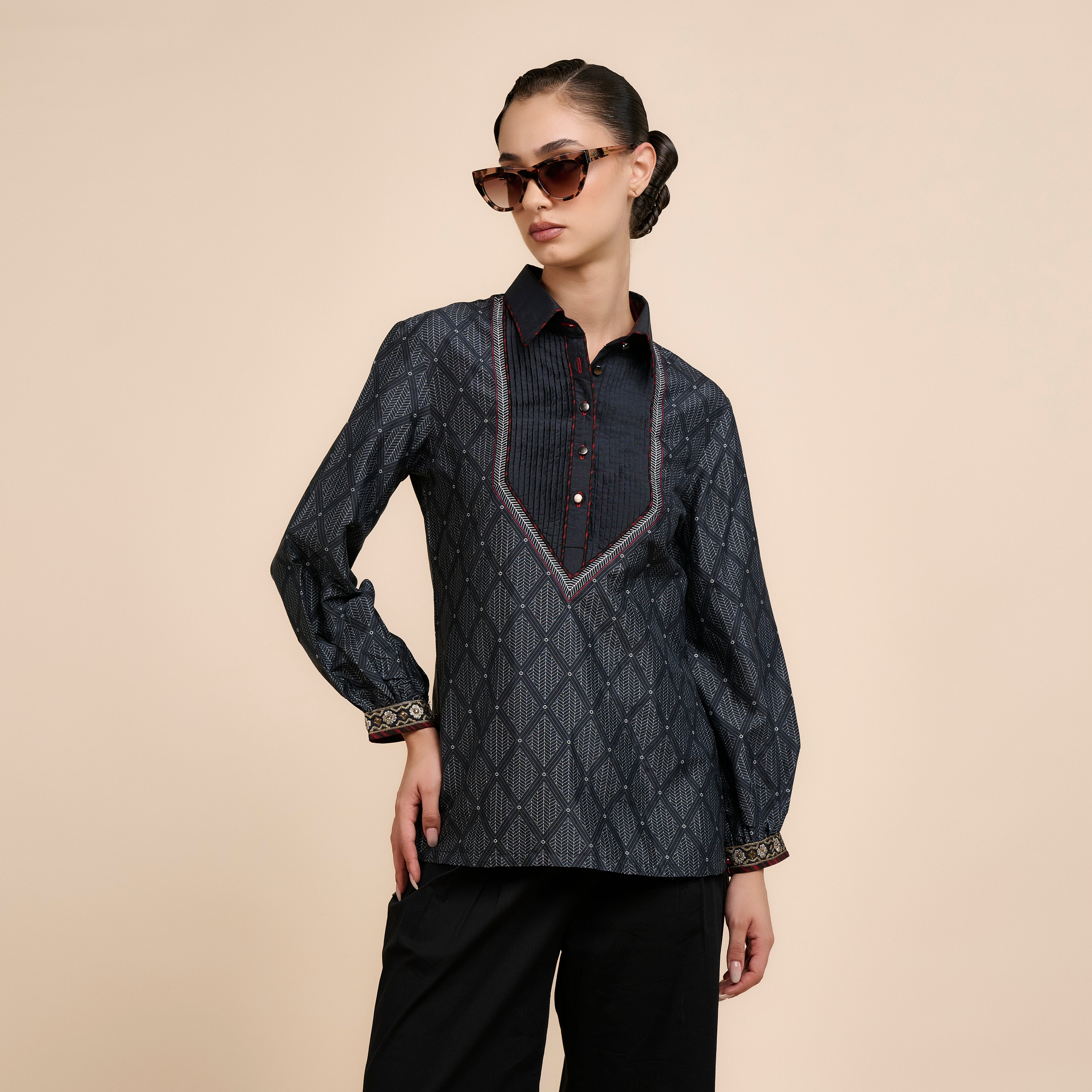 Midnight Blue Chevron Tunic | Nau