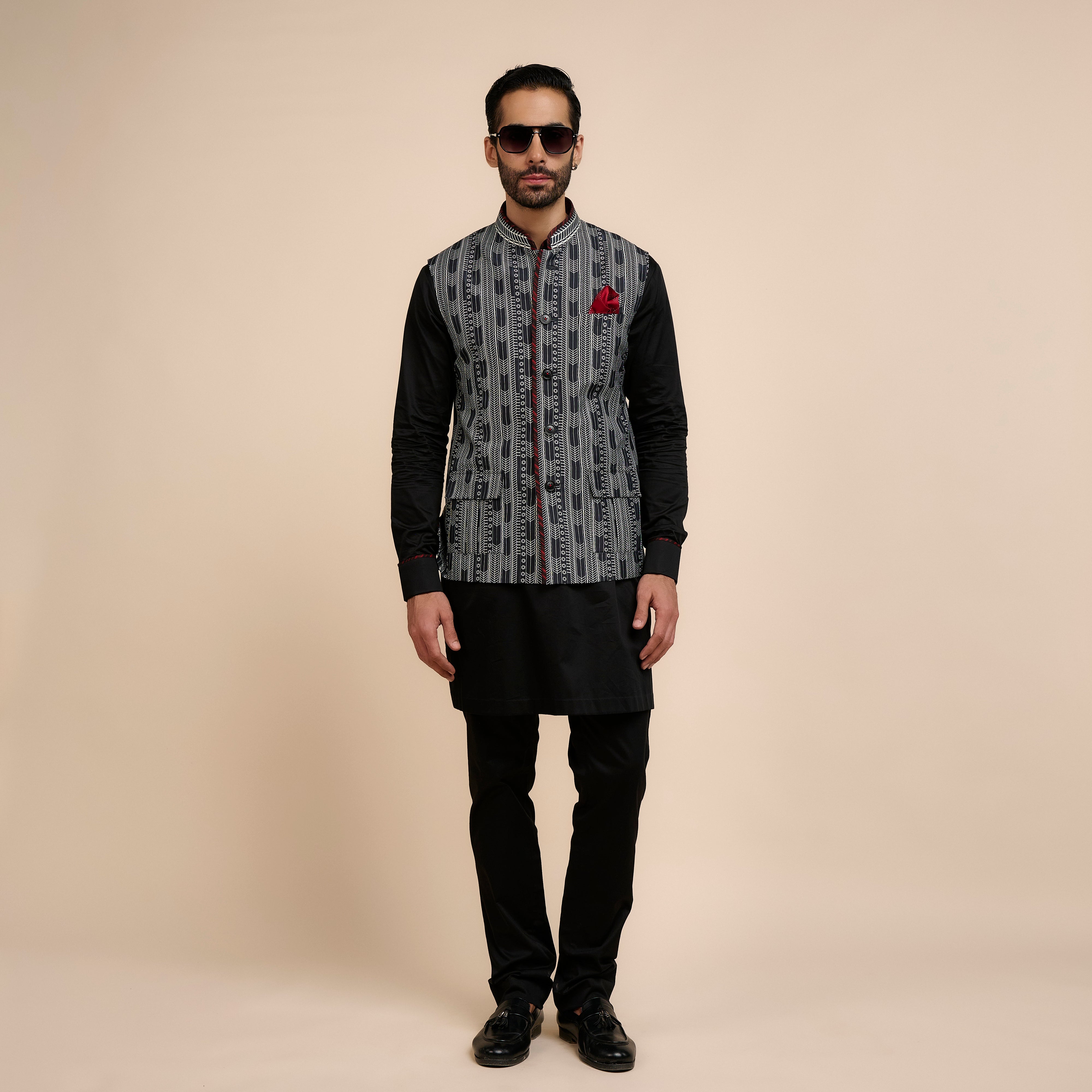Chevron Printed Nehru Jacket | Nau