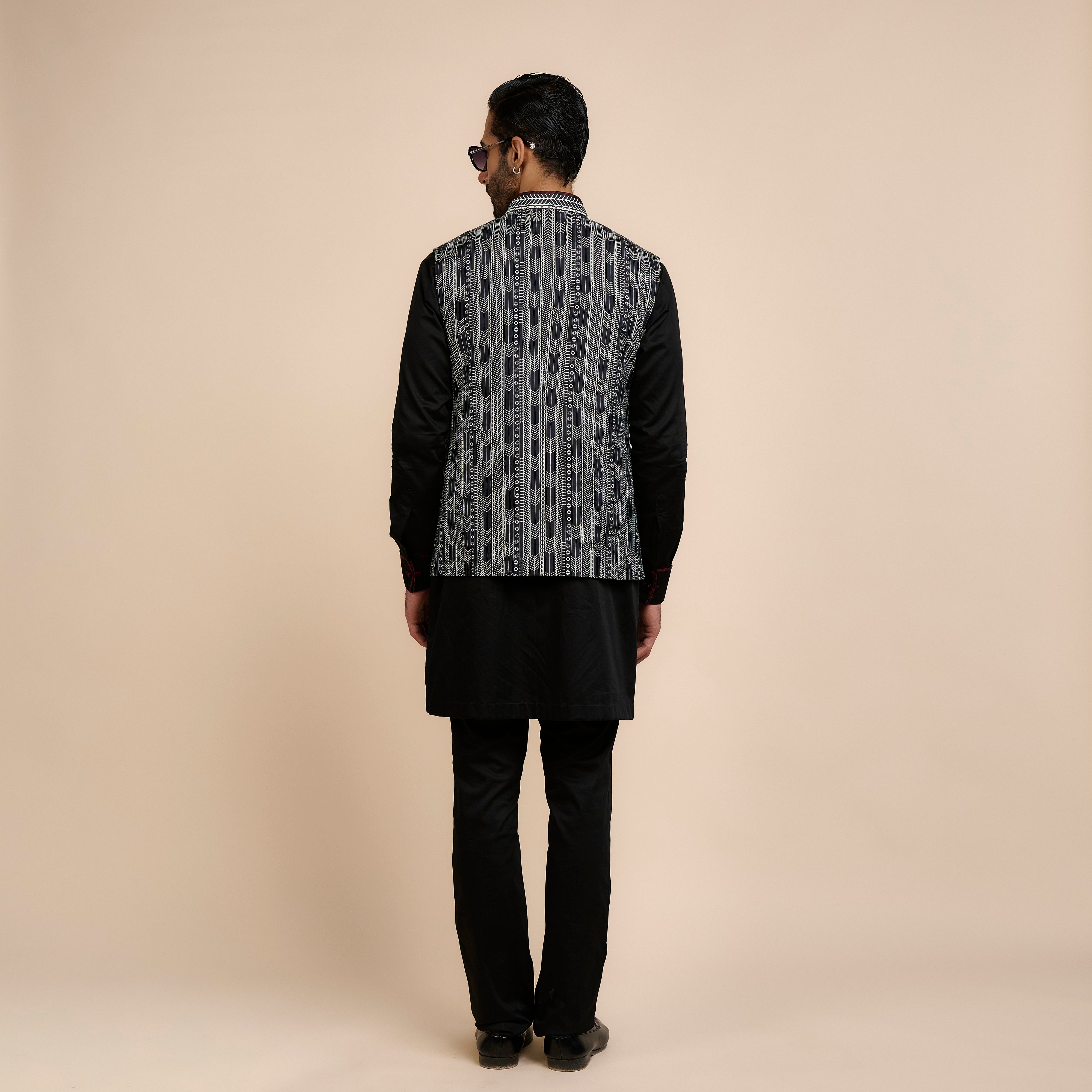 Chevron Printed Nehru Jacket | Nau