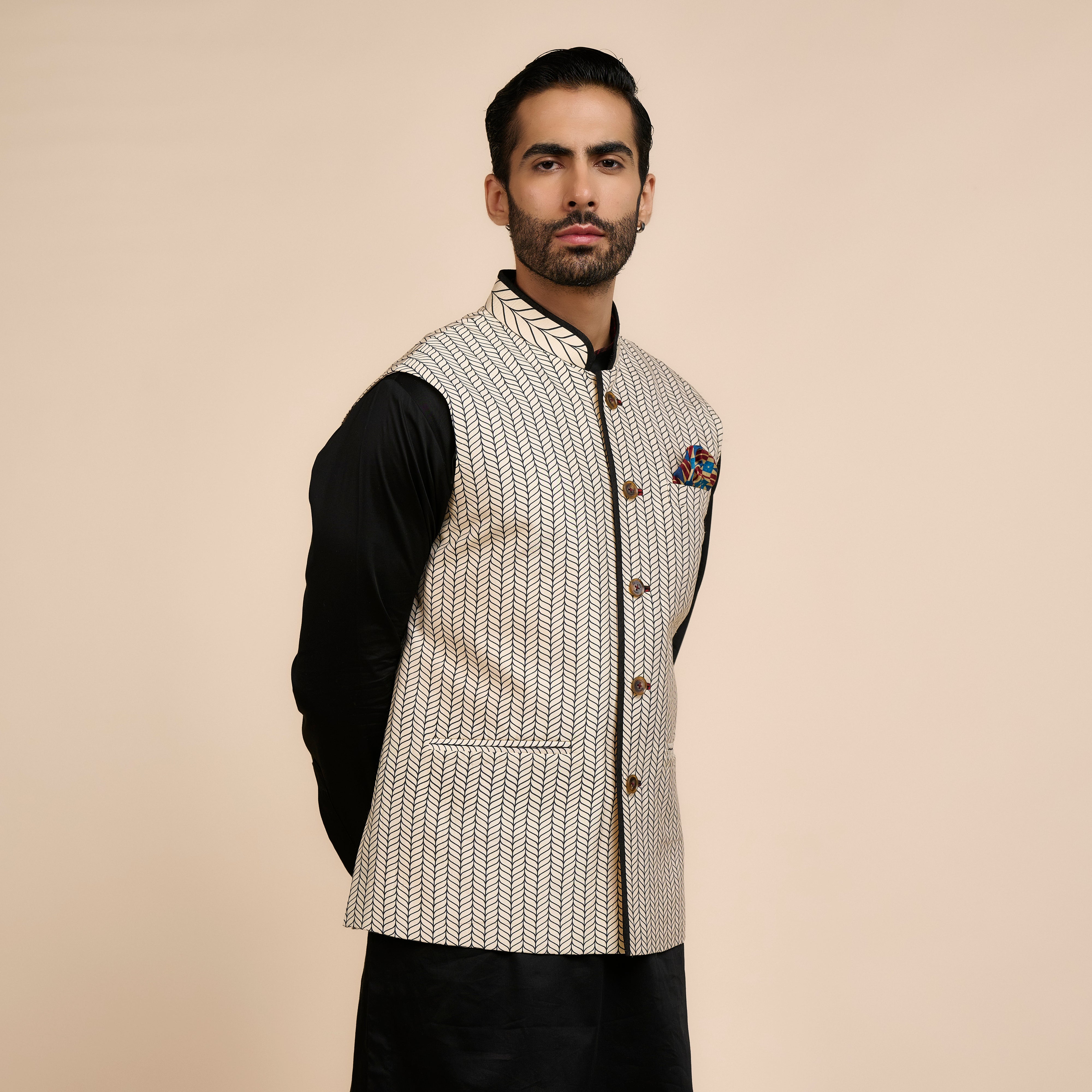 Linear Chevron Nehru Jacket | Nau