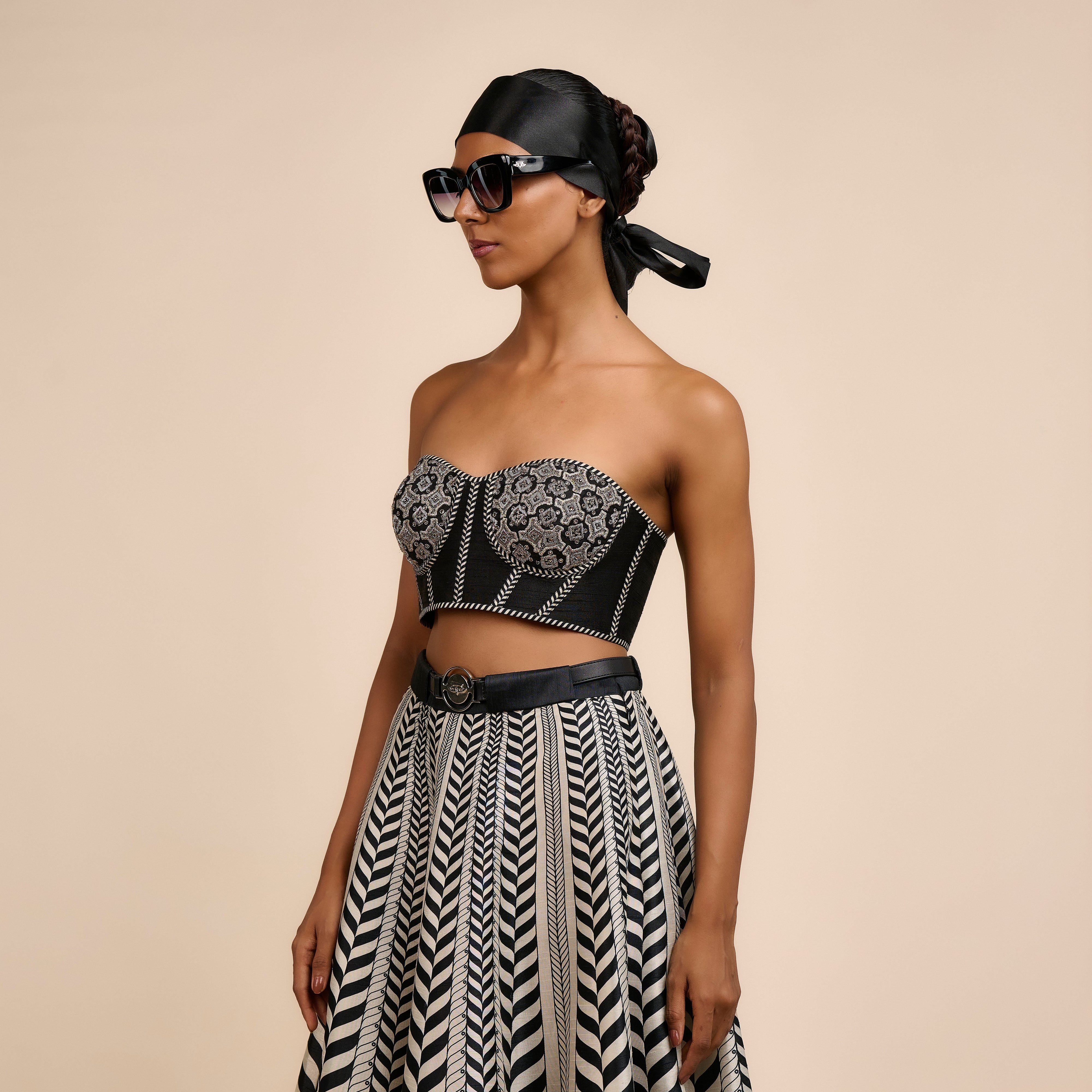 Ivory Chevron Corset Skirt Set | Nau