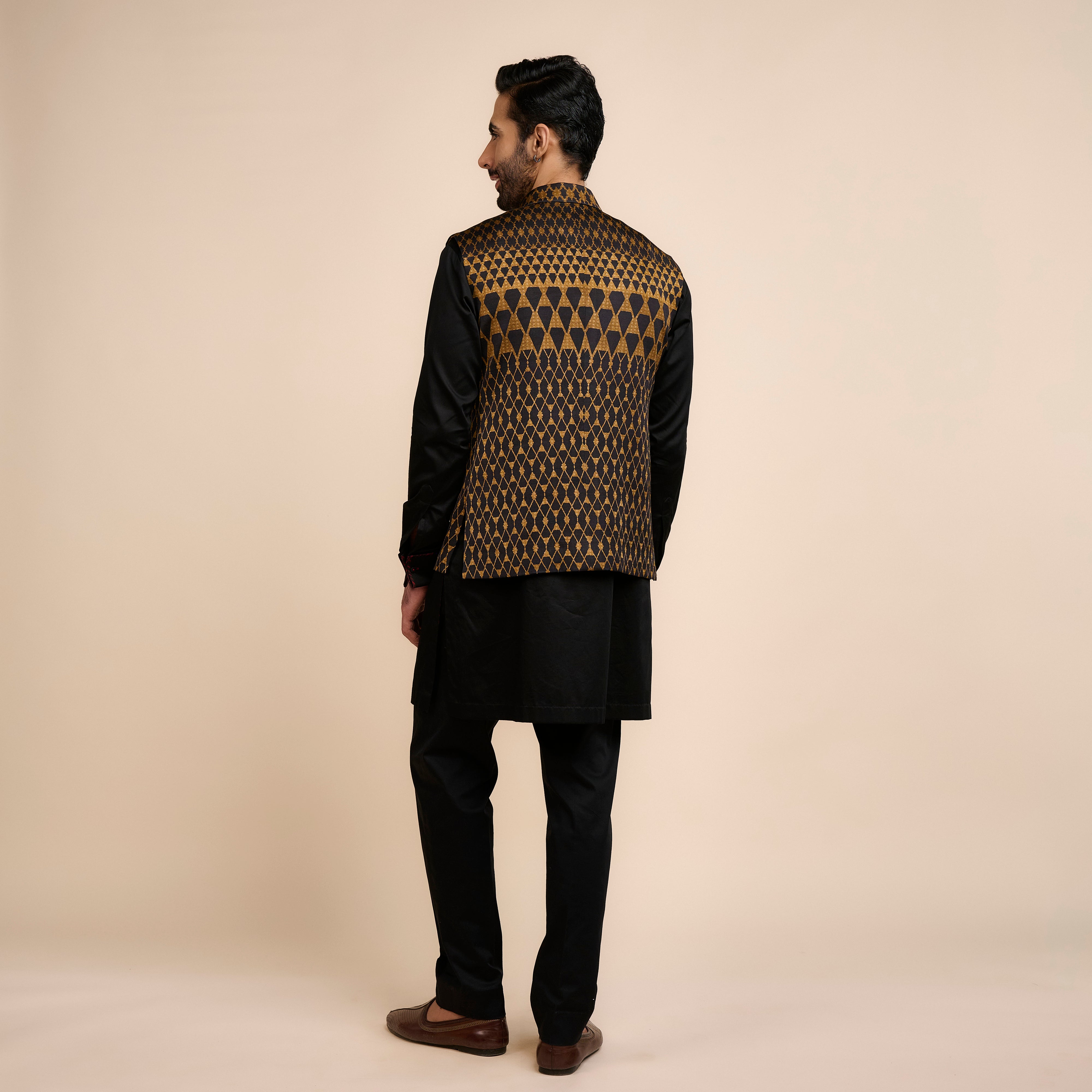 Bronze Printed Nehru Jacket | Nau