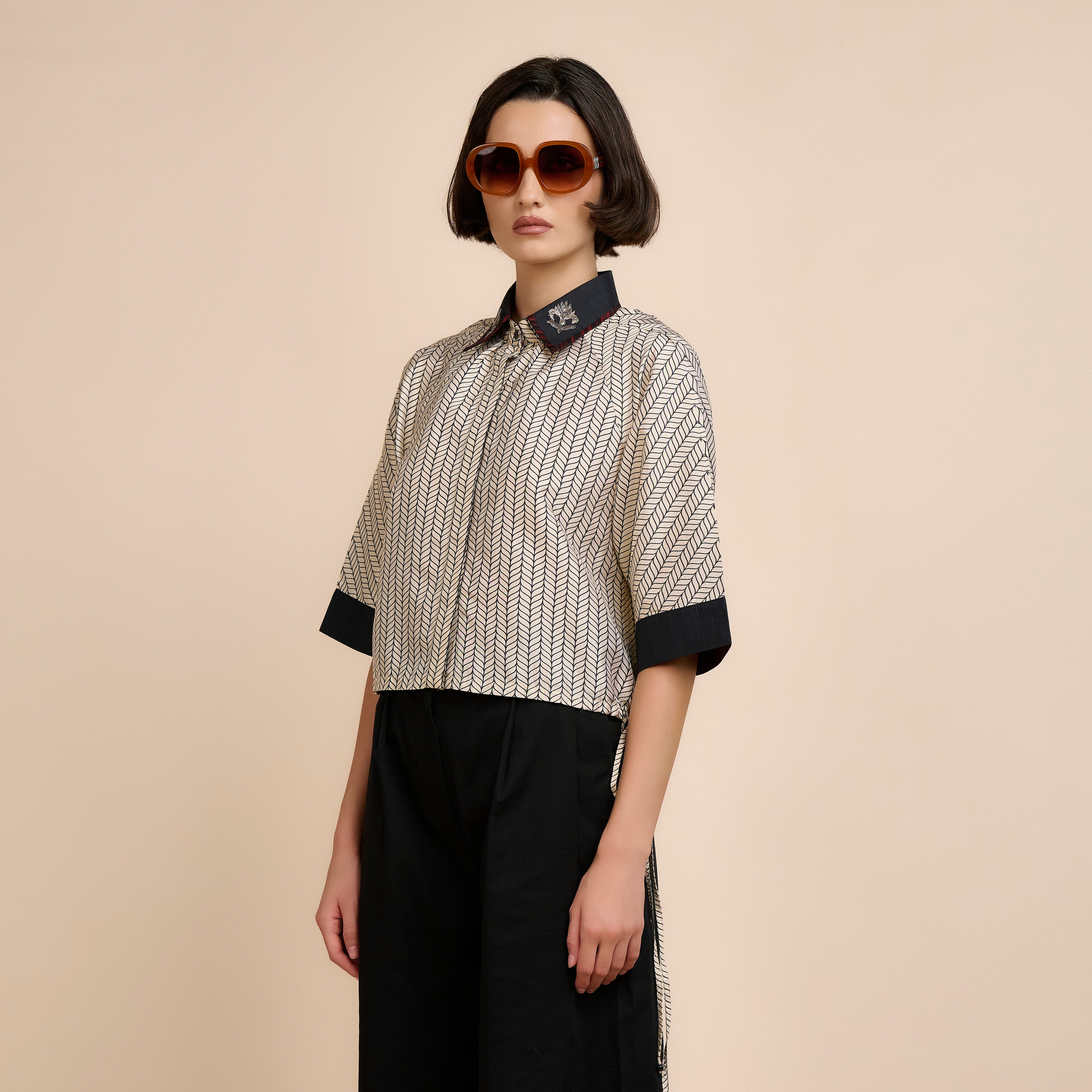 Crème Ivory Chevron Top | Nau