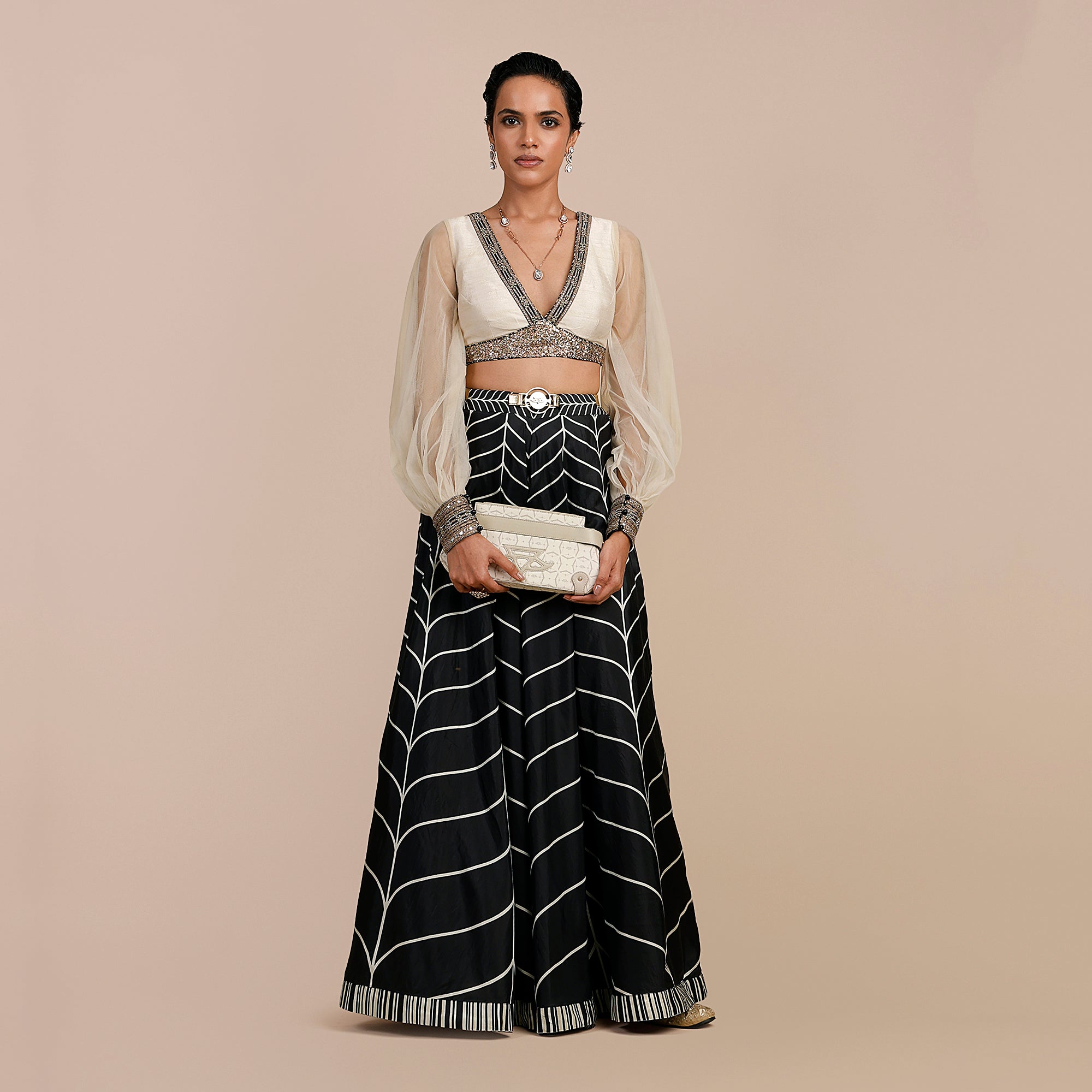 Linear Chevron Sharara Set | SATT