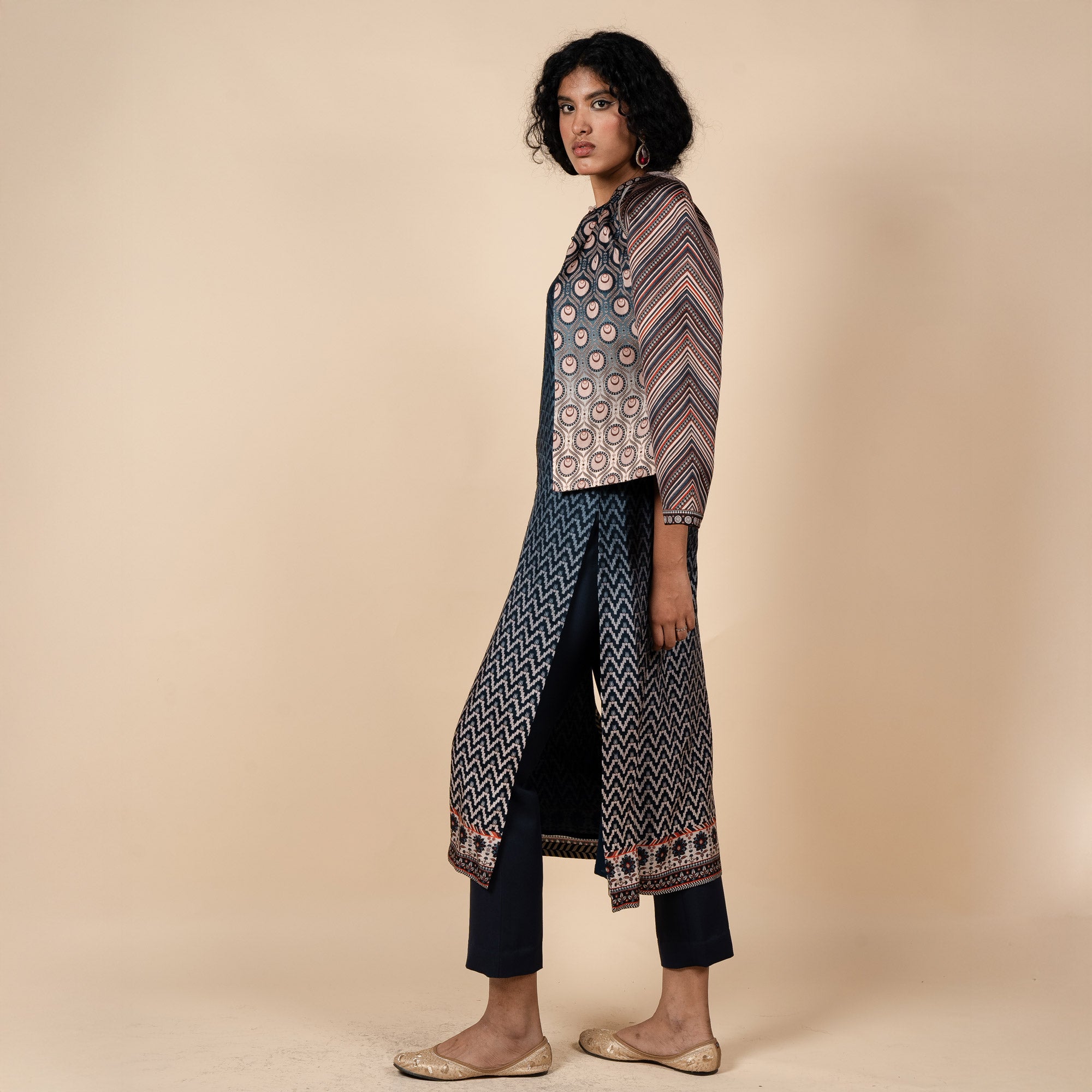 Midnight Blue - Ivory Reversible IKA Jacket | PANJ