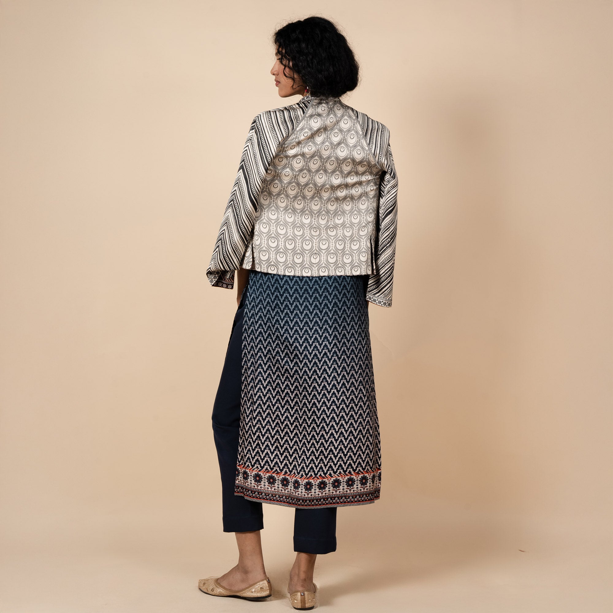 Midnight Blue - Ivory Reversible IKA Jacket | PANJ