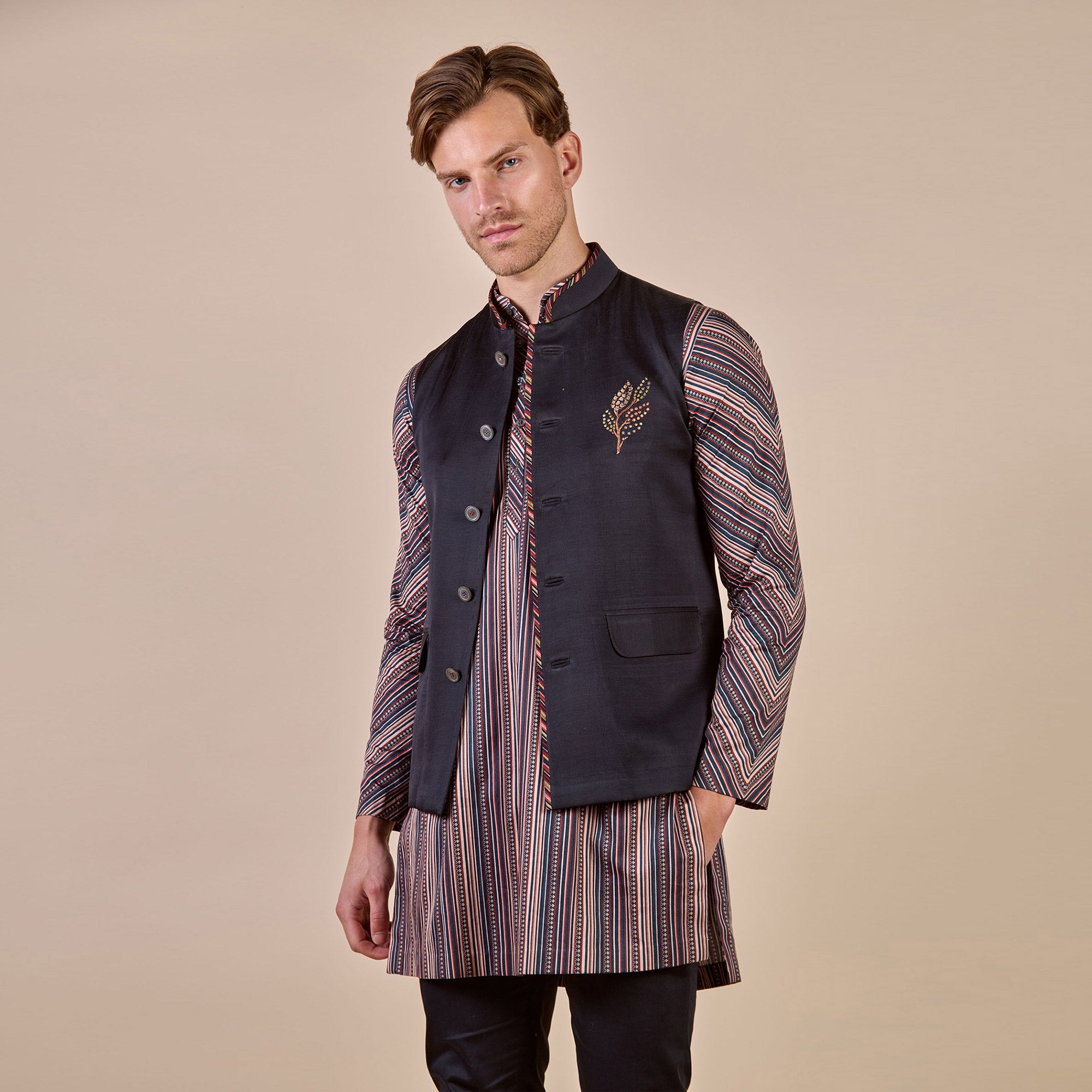 Midnight Blue Nehru Jacket | PANJ
