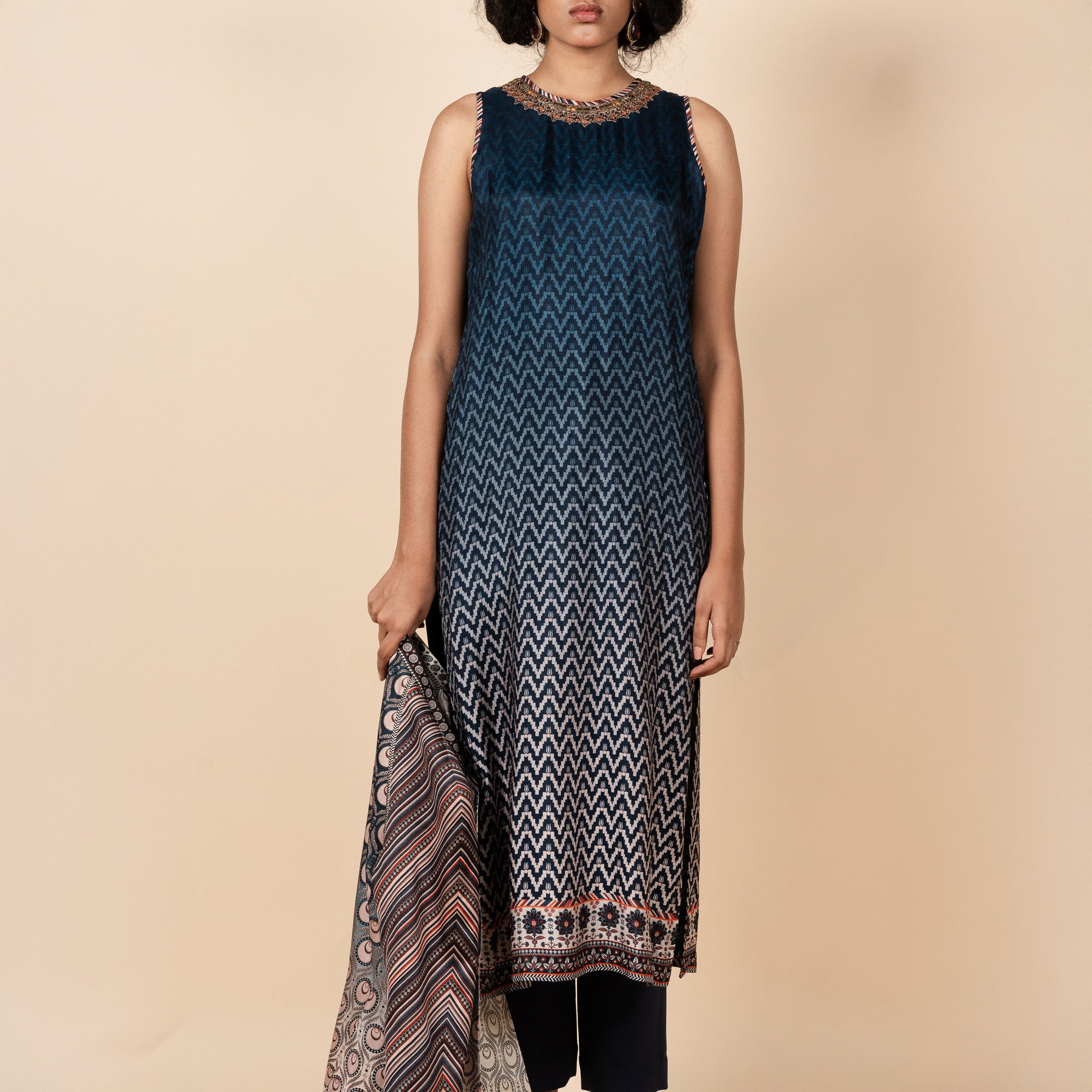 Midnight Blue - Nugrey Ombre Tunic Set | PANJ