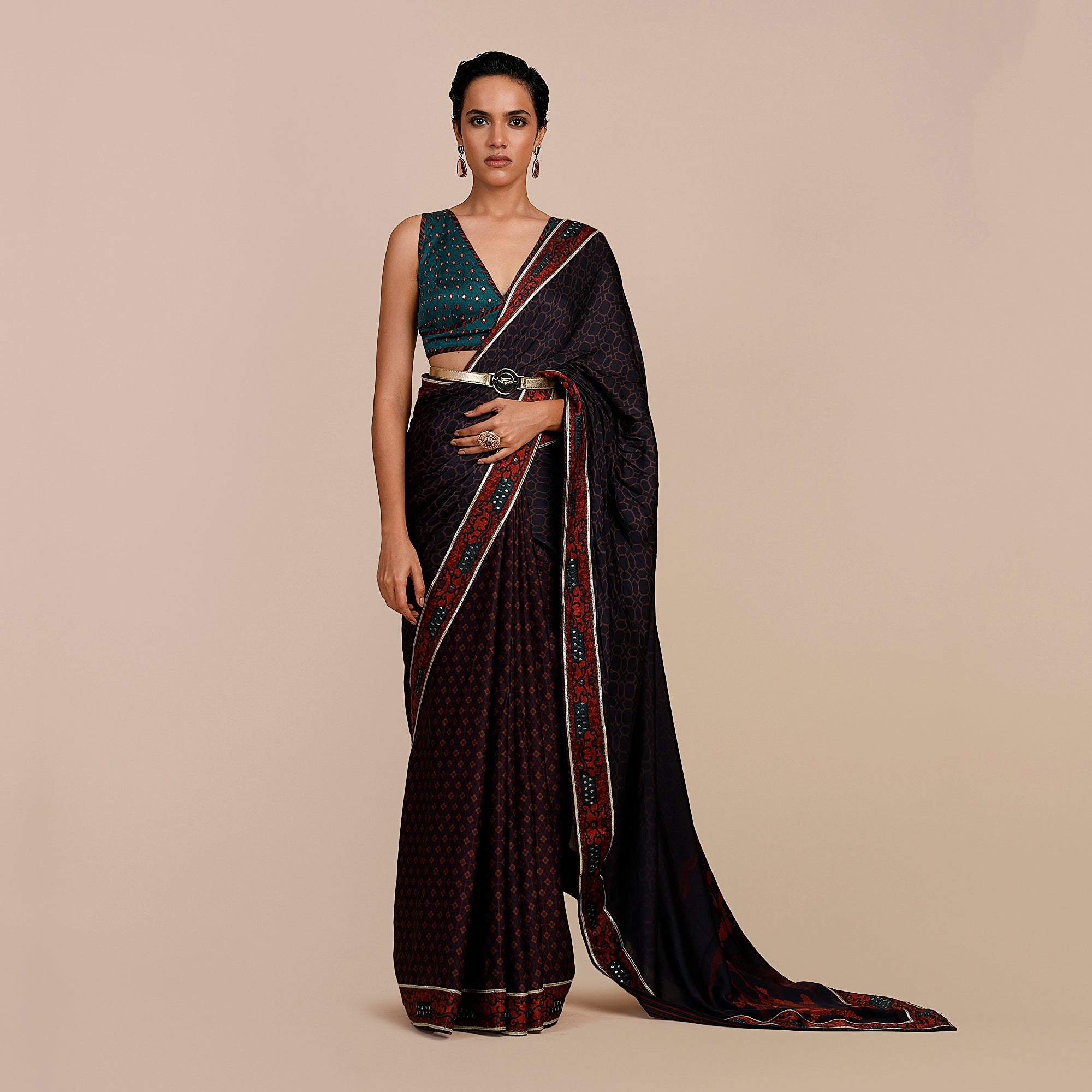 Mulbery Purple - Turquoise Blue Saree Set | SATT