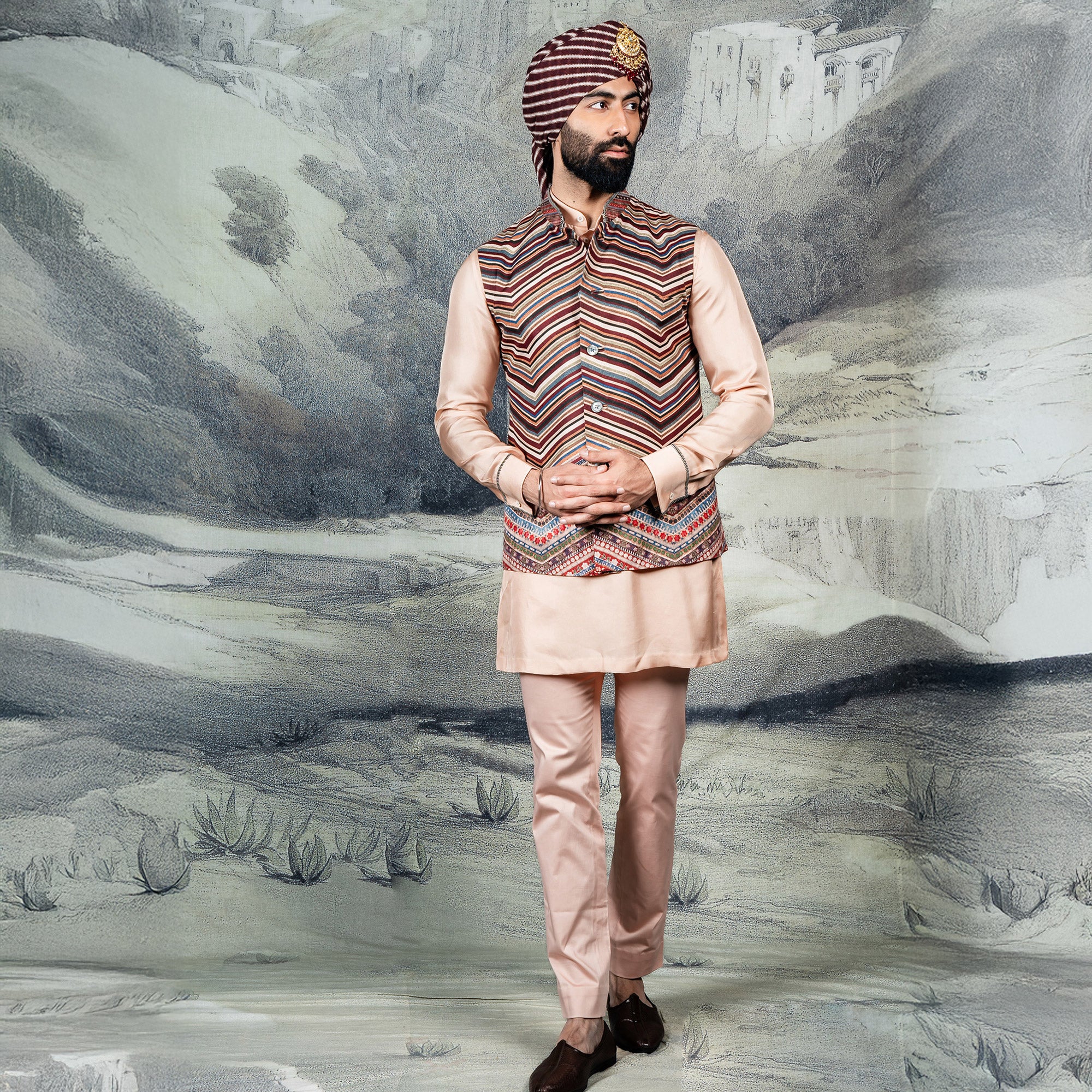 Multi-Hued Pink Nehru Jacket | CHAR