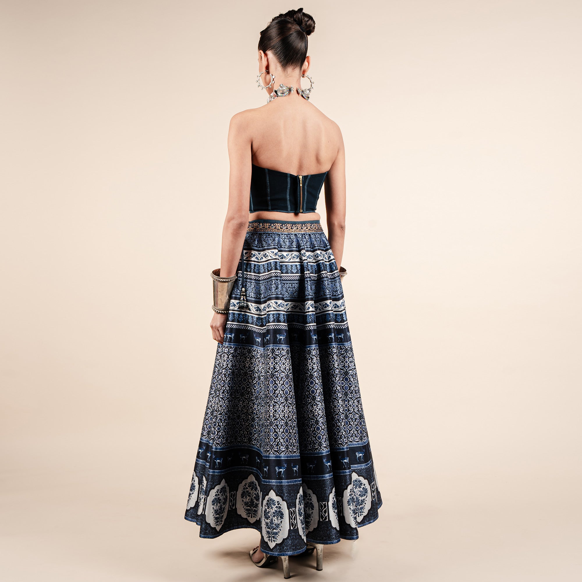 Navy Blue Corset Skirt Set | CHAR