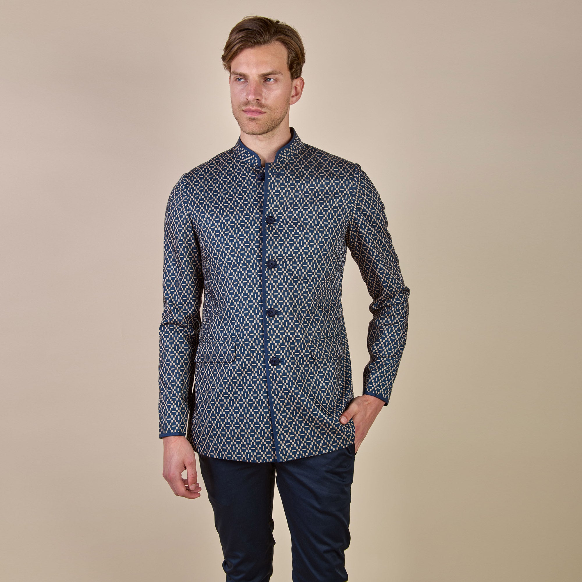 Navy Blue - Ivory Bandhgala | CHHĒ