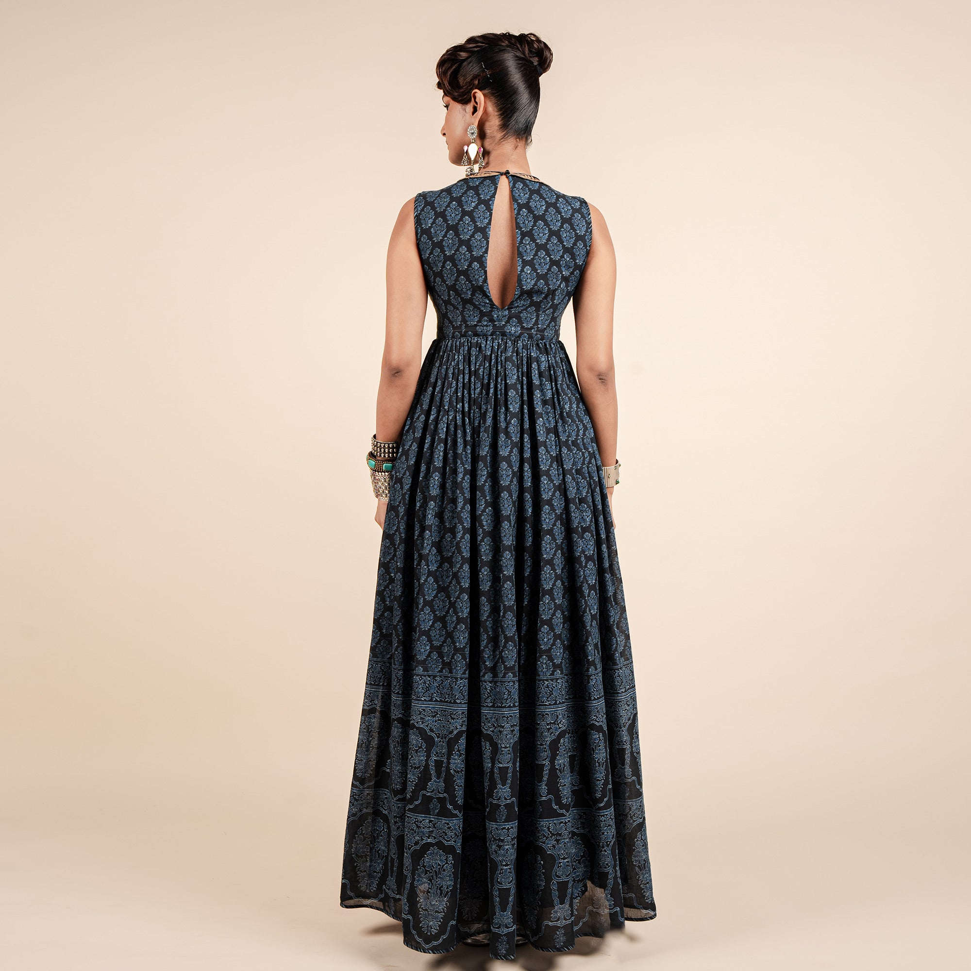 Navy Blue Printed Anarkali | CHAR