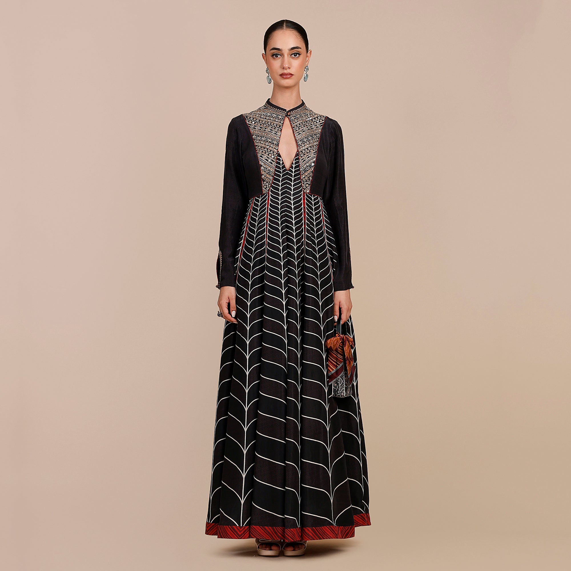 Noir Black Chevron Anarkali | SATT