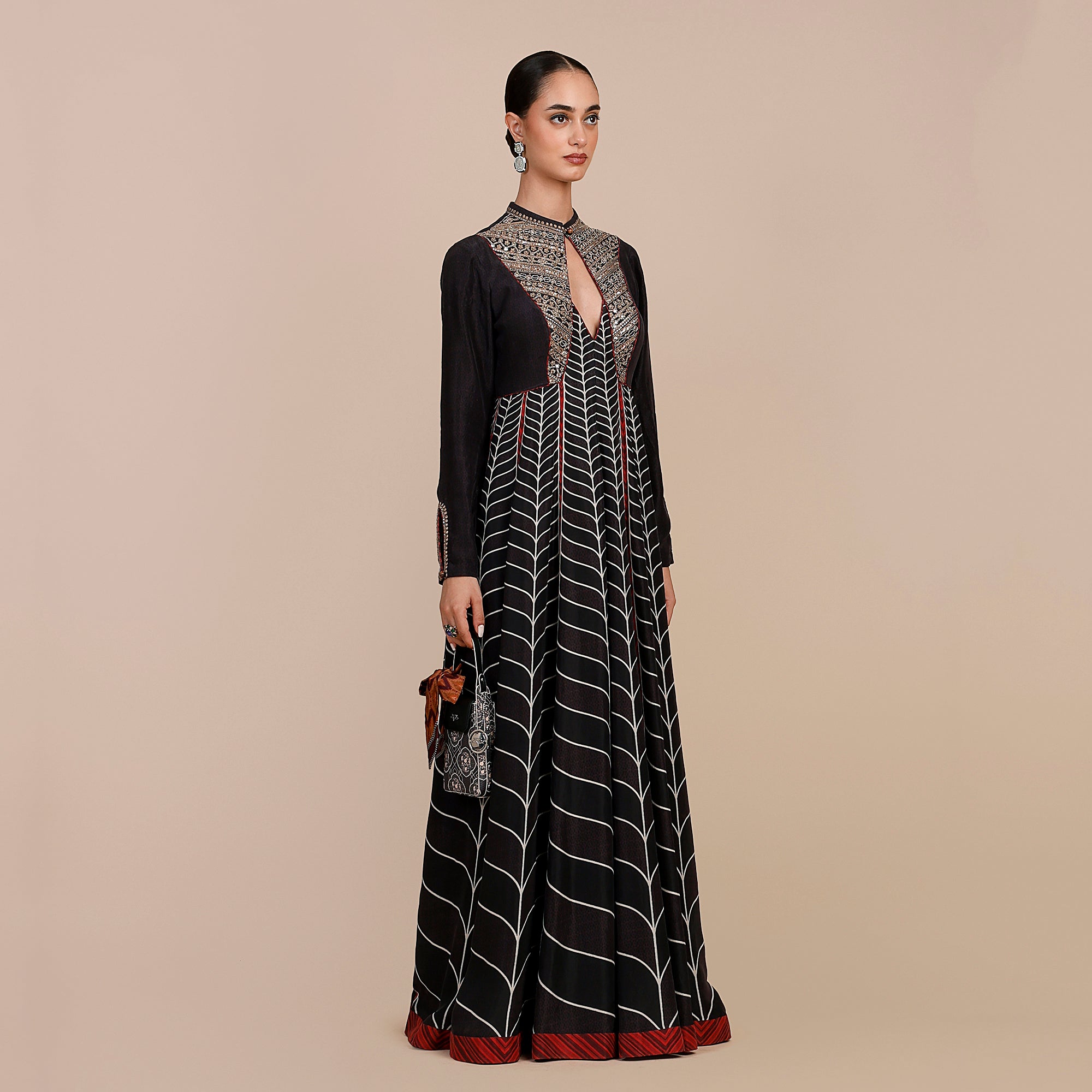 Noir Black Chevron Anarkali | SATT