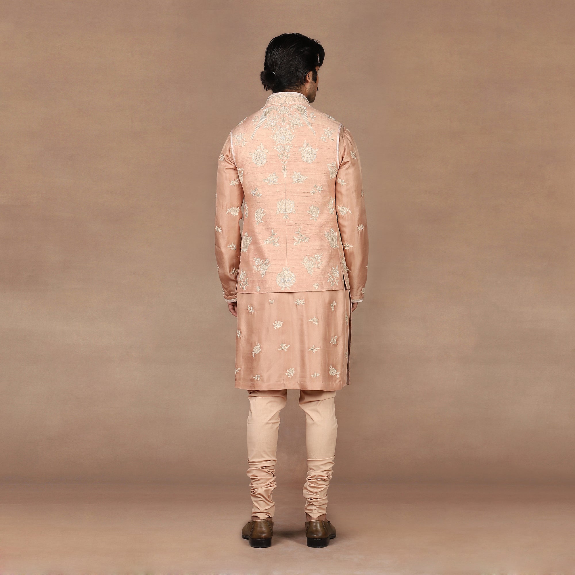 Peach Dust Nehru Jacket Set | MURAQQA